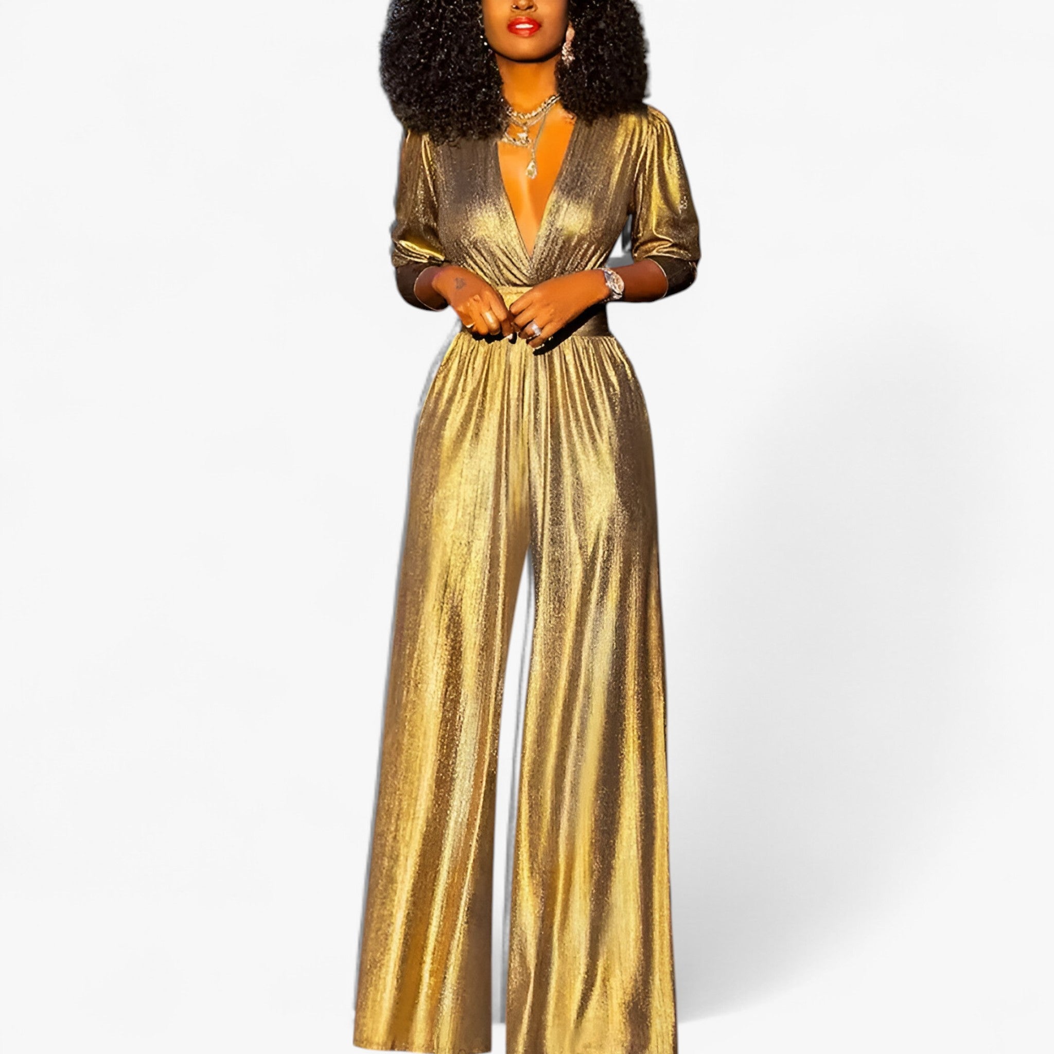 Zara – Elegante tuta verde smeraldo metallizzato con gambe larghe - - DRESS formal dress - Concept Palermo