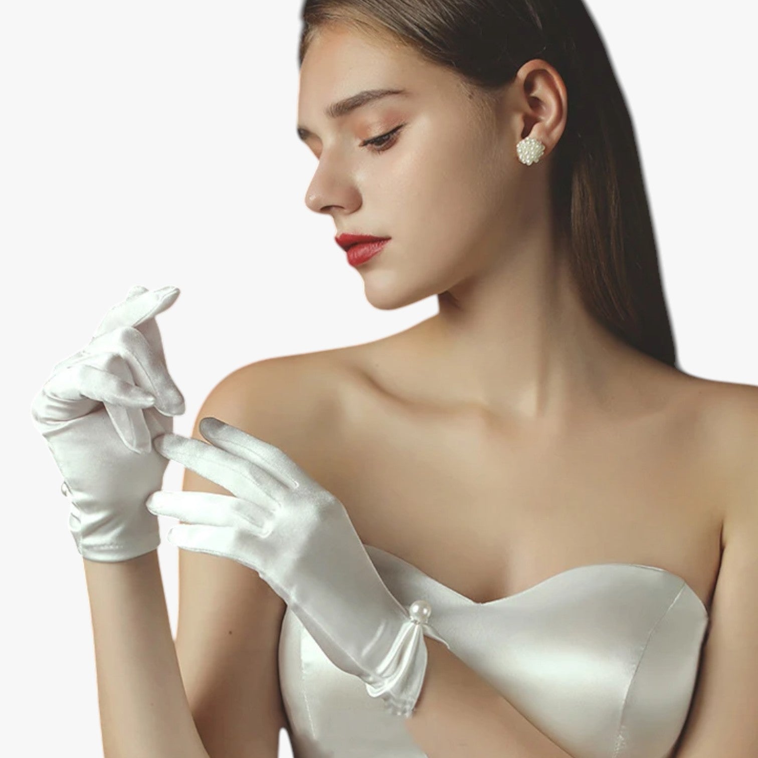 Leila | Guanti Eleganti in Satin con Perle Perfetti per Cerimonie e Occasioni Speciali - - gloves - Concept Palermo
