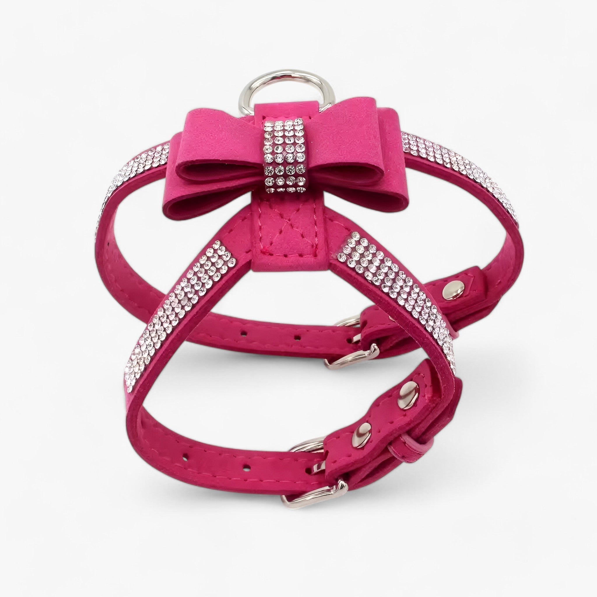 Bella | Pettorina in velluto con fiocco e strass - Fucsia - - Concept Palermo