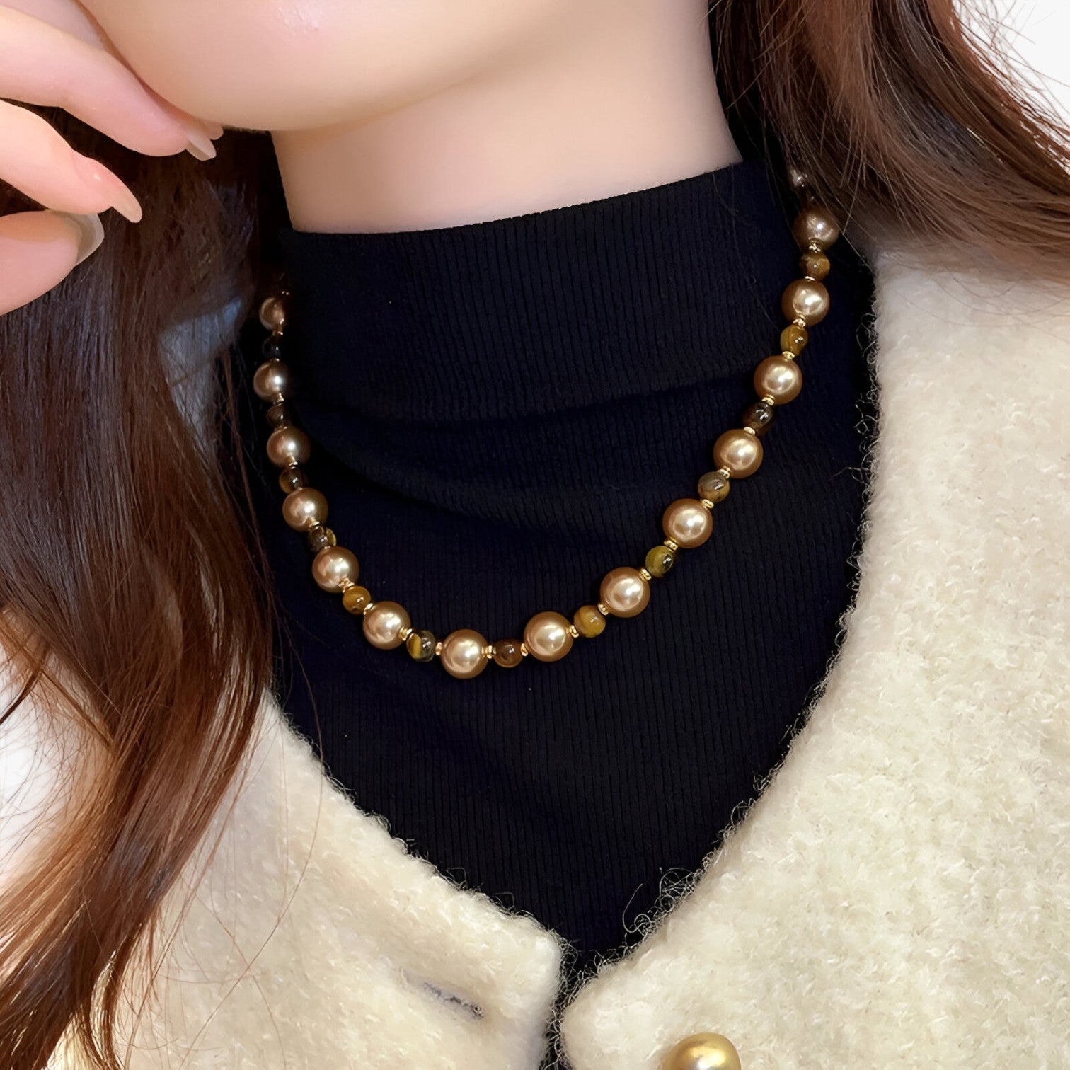 Malia | Elegante collana in occhio di tigre per un look raffinato - - Fashion Necklaces Necklace Necklaces for Women - Concept Palermo
