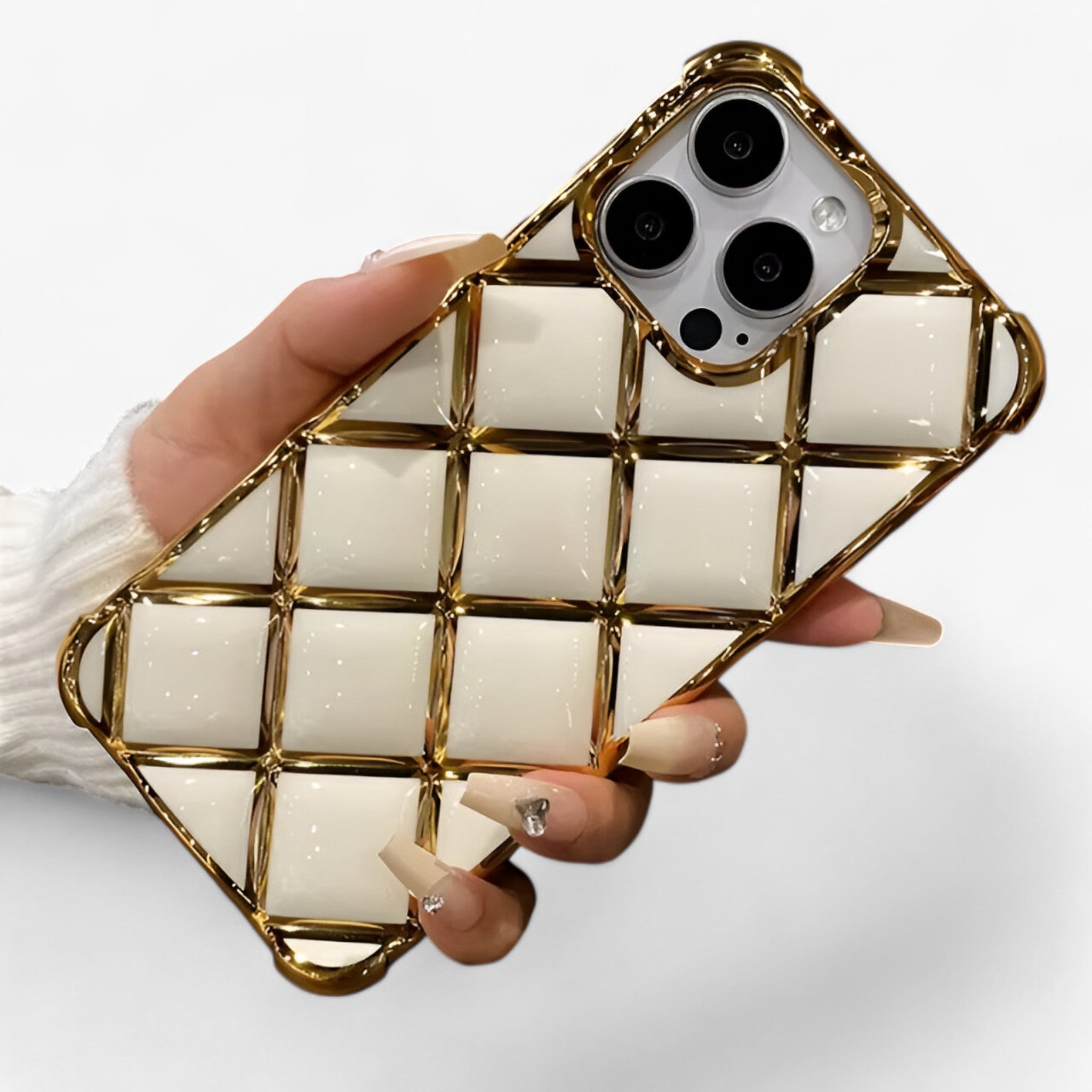 Elena | Lussuosa custodia per telefono Diamond Grid - Bianco - - Concept Palermo