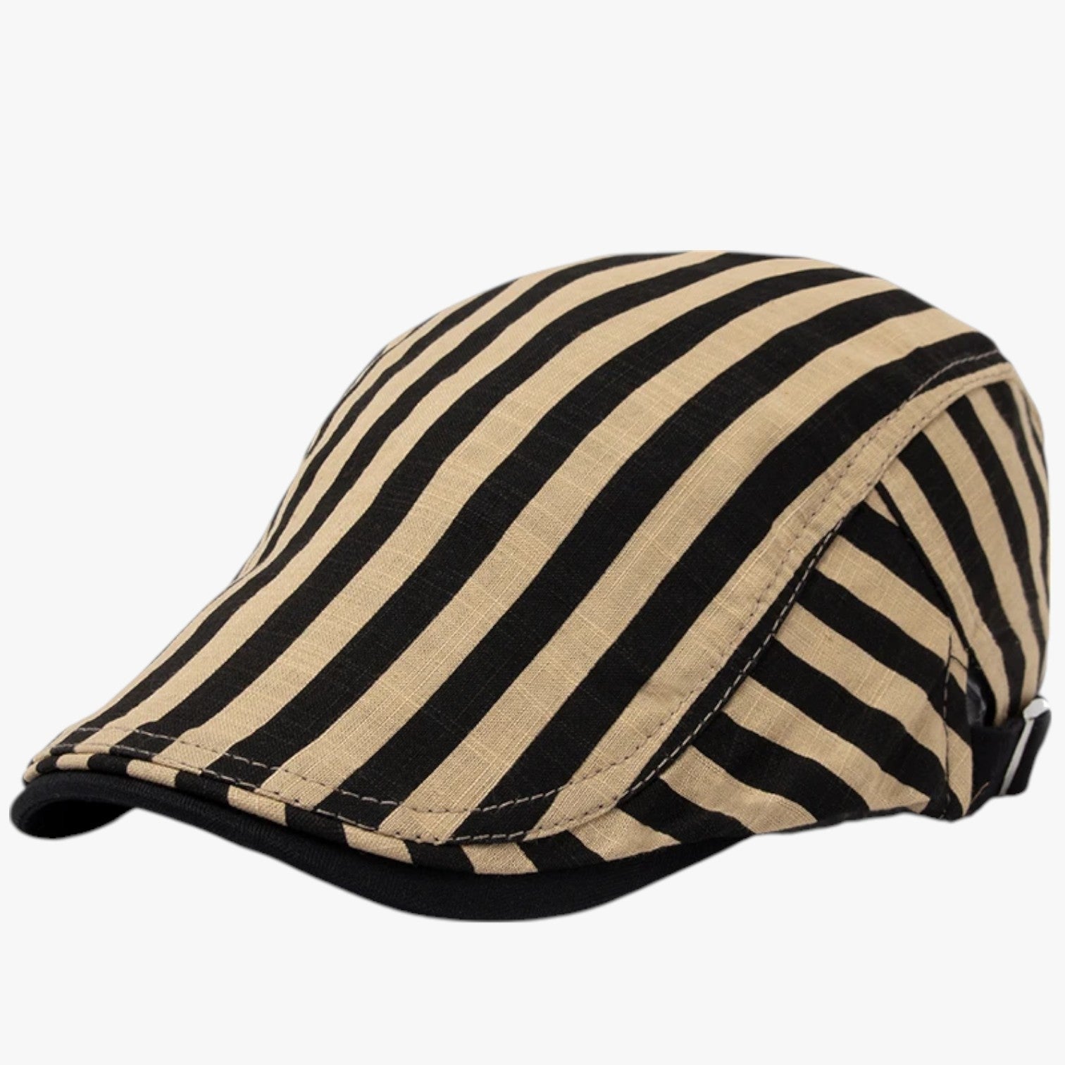 Blake | Berretto Estivo in Cotone e Lino Vintage - Stripes Khaki Adjustable 54-59 cm - caps mens cap - Concept Palermo