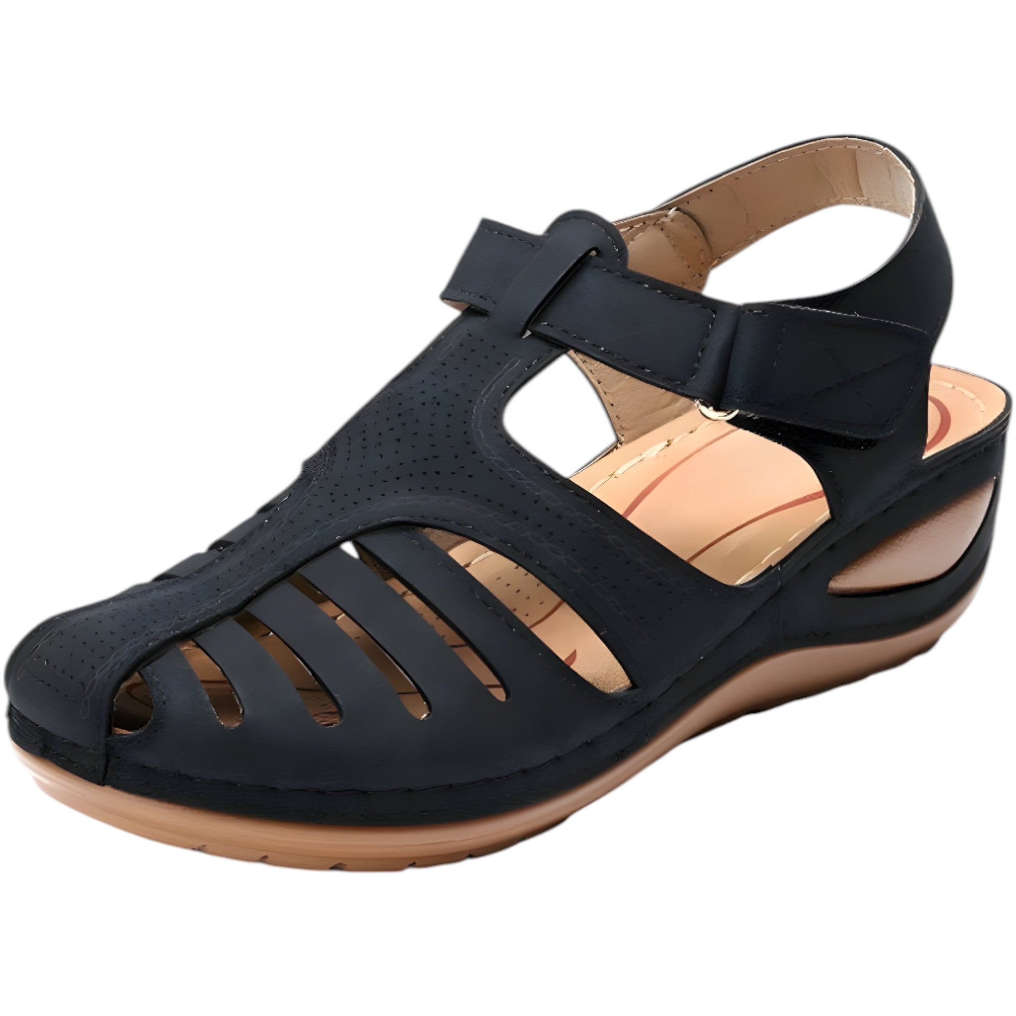 Nova | Sandali comfort traforati con cinturino - Nero - breathable sandals casual sandals easy wear sandals fashion sandals - Concept Palermo