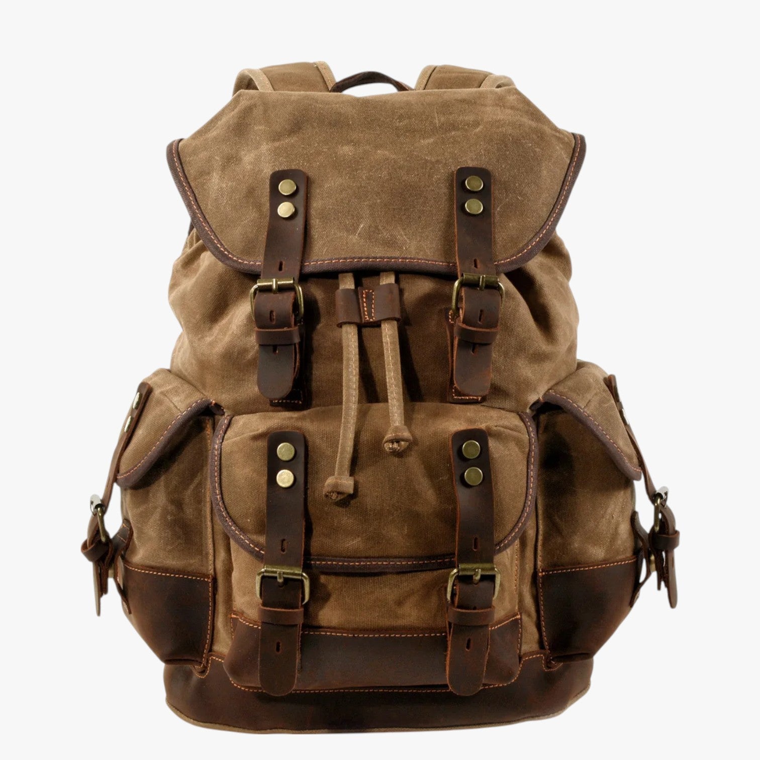 Conor | Zaino Escursionismo Tela e Pelle a Grande Capacità - Cachi scuro - bag Bags bags for men mens bag - Concept Palermo