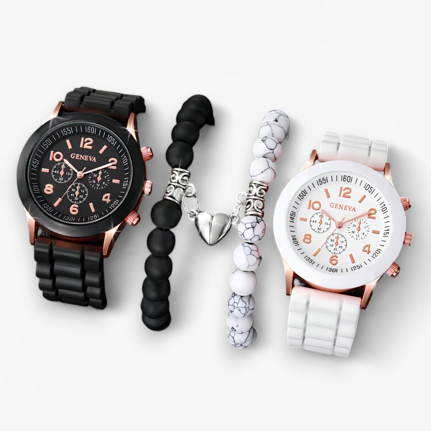 Eva | Set di orologi al quarzo stiloso con braccialetti a forma di cuore - Set da 4 pezzi - Gift Gifts for women valentines day gift watch watches - Concept Palermo