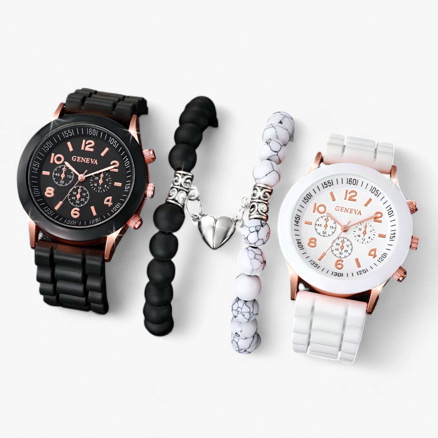 Eva | Set di orologi al quarzo stiloso con braccialetti a forma di cuore - - Gift Gifts for women valentines day gift watch watches - Concept Palermo