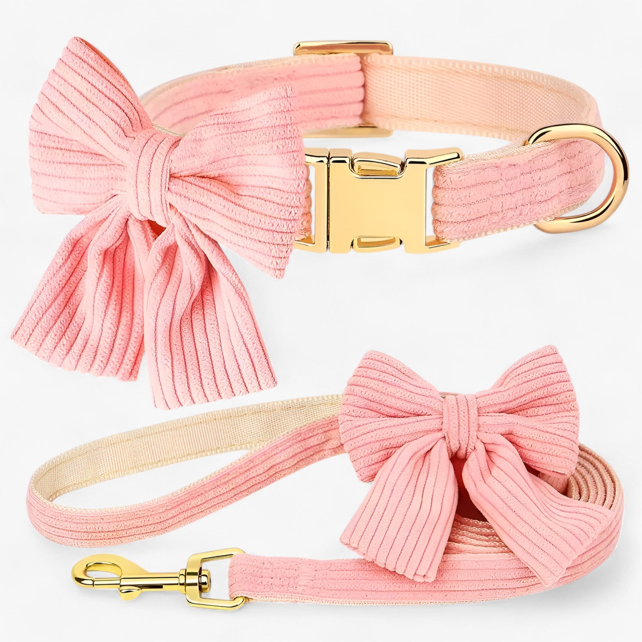 Luna | Set Collare e Guinzaglio Rosa Chiaro per Cani Piccoli e Medi - Rosa - - Concept Palermo