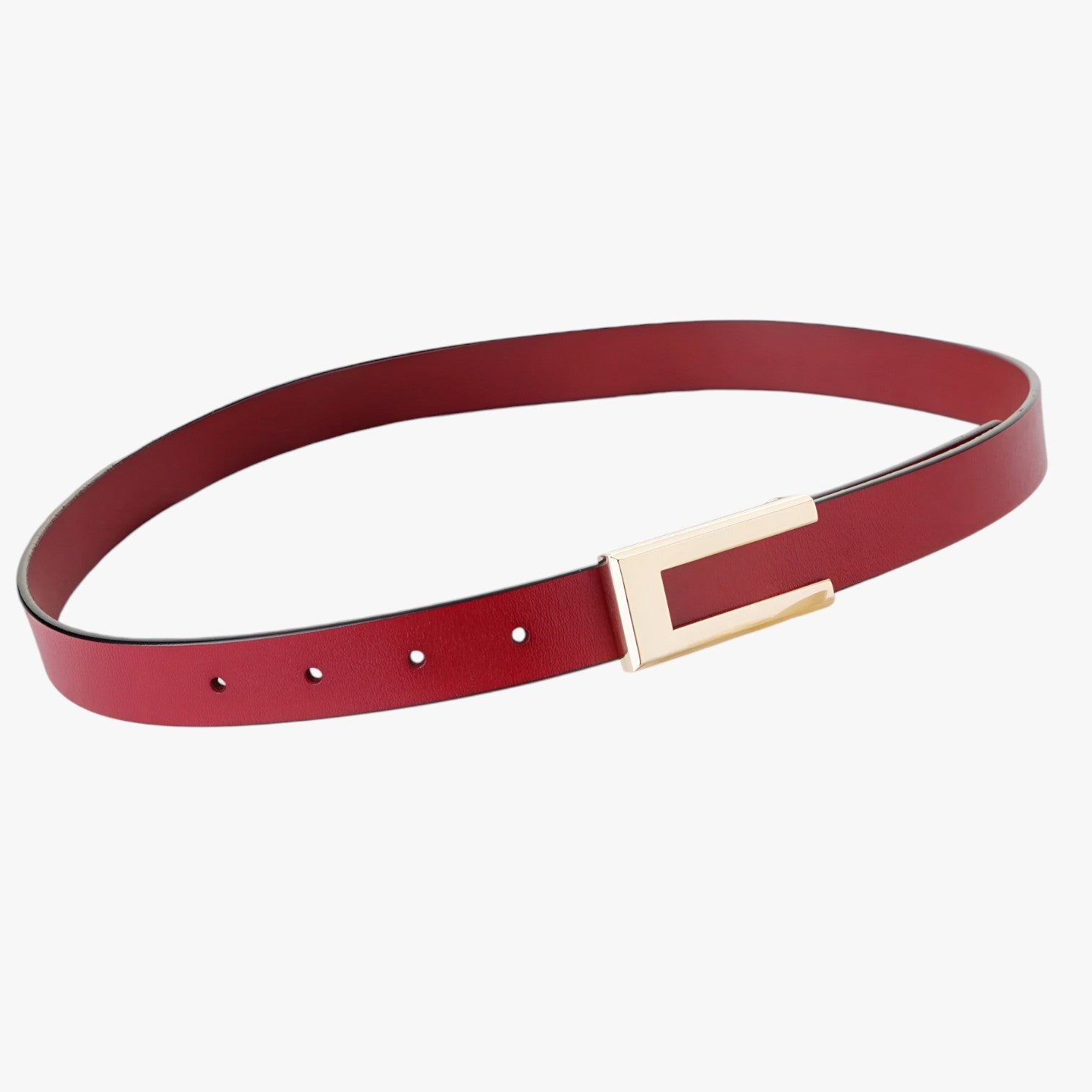 Blair | Cintura da donna in pelle autentica di alta qualità con fibbia dorata, cintura sottile per vestiti - Rosso 100cm Cina - Belts waist belt for women Womens belt - Concept Palermo