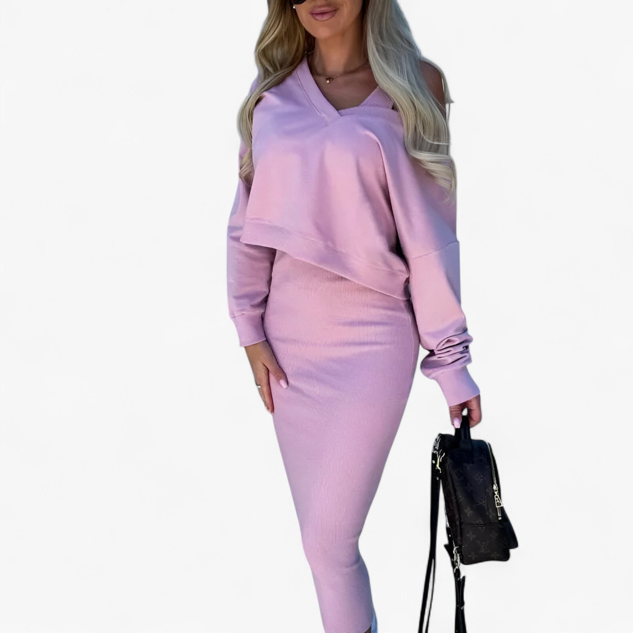 Lea | Set maglione e vestito – Comodo e sexy - Rosa - - Concept Palermo