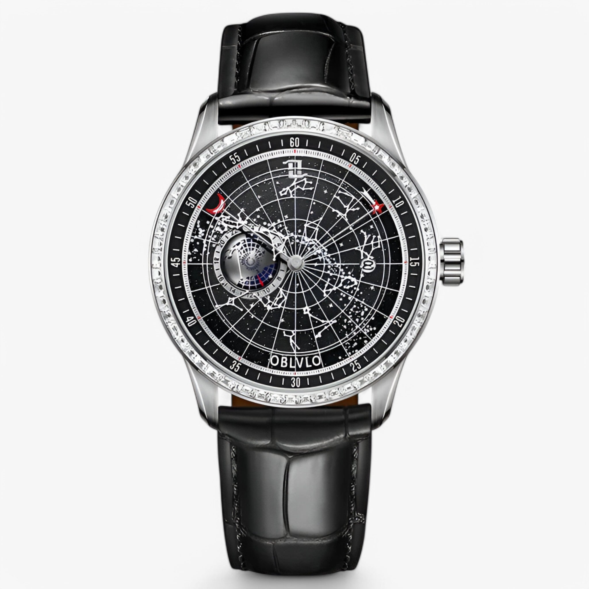 Apollo | Orologio Meccanico di Lusso con Cinturino in Pelle - nero argento - - Concept Palermo