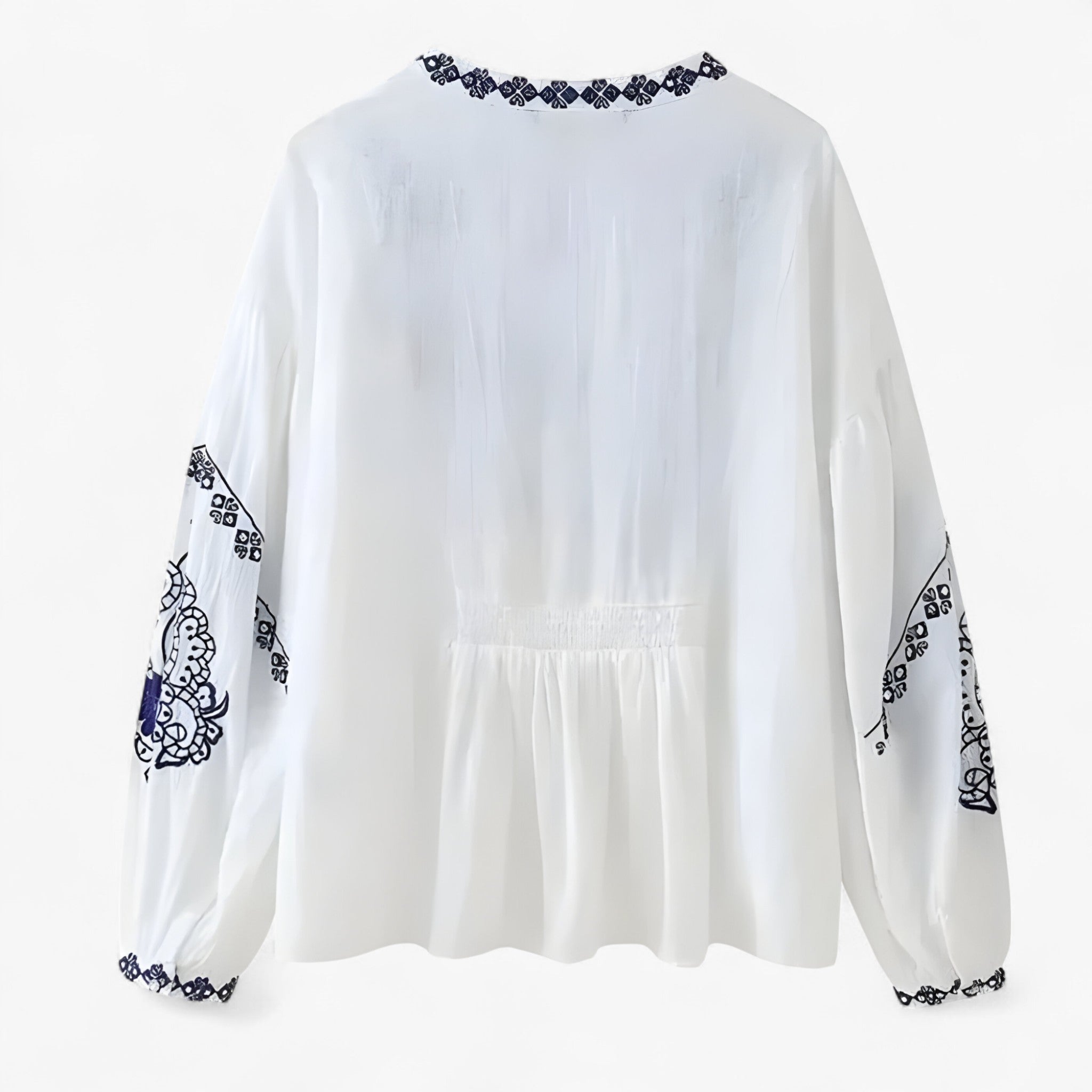 Alma | Blusa Boho con ricamo blu navy, vestibilità ariosa - - clothes clothes for women clothing/tops/crop-tops women clothes - Concept Palermo