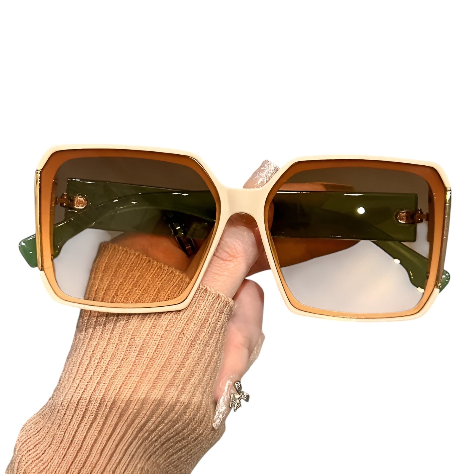 Lainey | Occhiali da sole oversize con lenti sfumate per look estivi alla moda - Beige - Fashion Sunglasses Sunglasses - Concept Palermo
