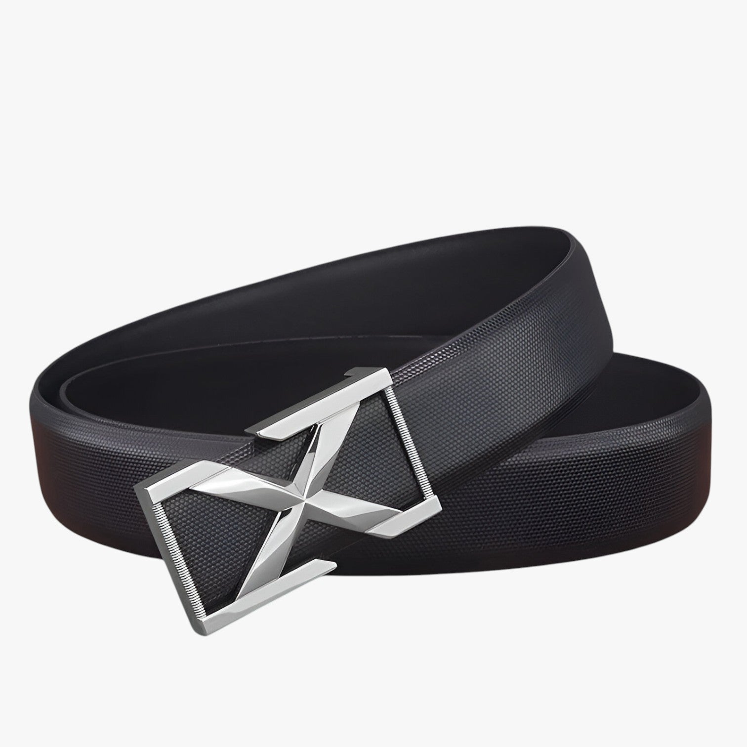 Luke | Cintura da Uomo con Fibbia X Stile Casual di Lusso per Giovani - Nero Fibbia argento - Belts belts for men Mens belt - Concept Palermo