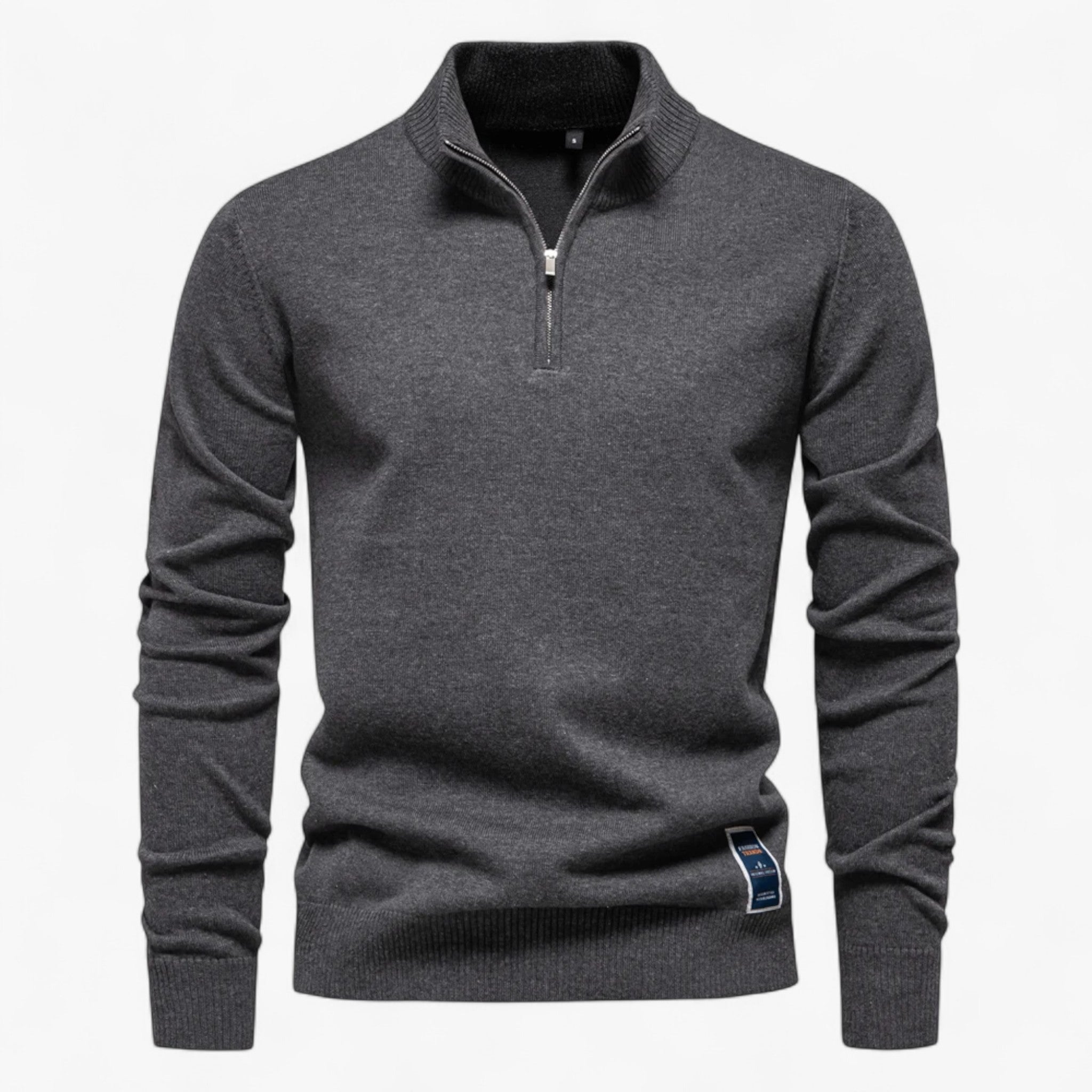 Vincent | Maglione da Uomo con Mezza Zip - GrigioScuro - Clothes clothes men Clothing Sweater sweater men sweaters - Concept Palermo