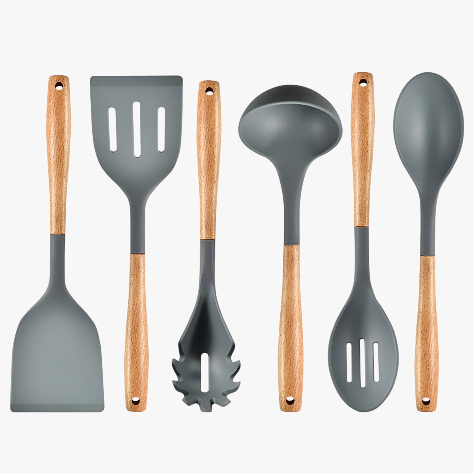Armando | Set da cucina in silicone – resistente al calore, antiaderente e con spazio di stoccaggio - 6Pezzi Grigio Scuro - Kitchen kitchen accessory kitchen tools - Concept Palermo