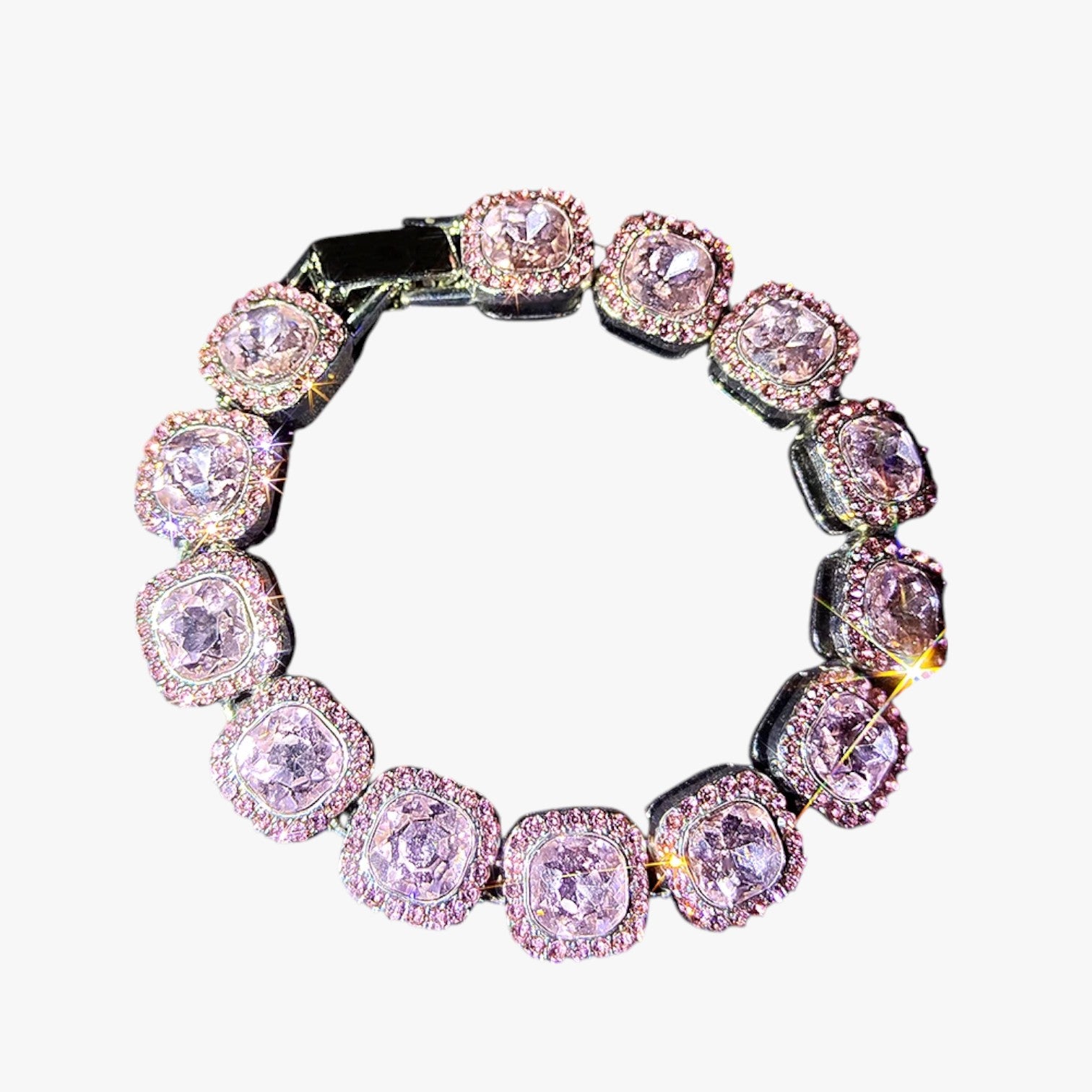 Emery | Bracciale Tennis con Ciondoli Cuore & Cristallo – Eleganza Hip Hop per Ogni Occasione - Rosa 2 - BRACELET BRACELET FOR WOMEN BRACELETS bracelets for women women bracelets - Concept Palermo