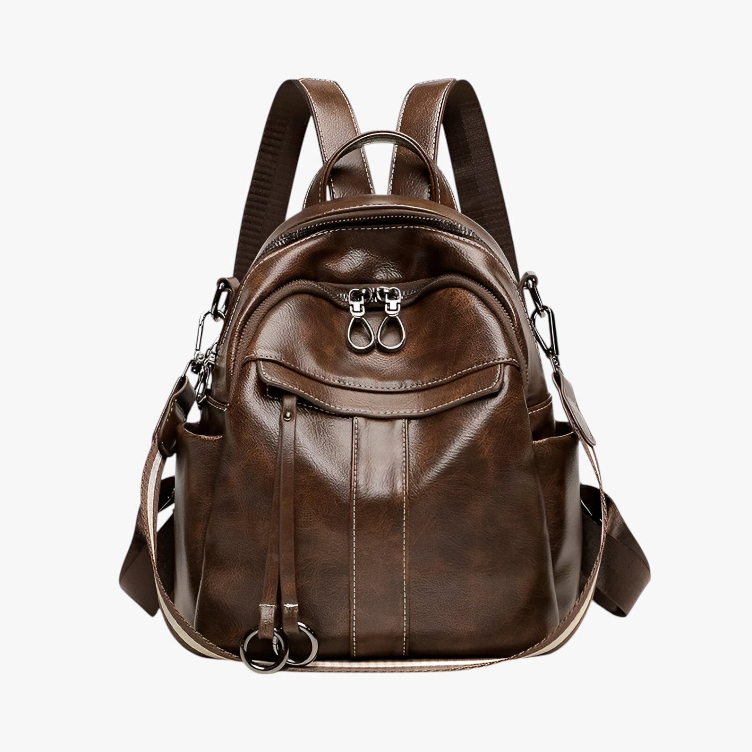 Savannah | Zaino in pelle PU cerata retrò - C9855-Caffè - Bags women bags Women's handbags - Concept Palermo
