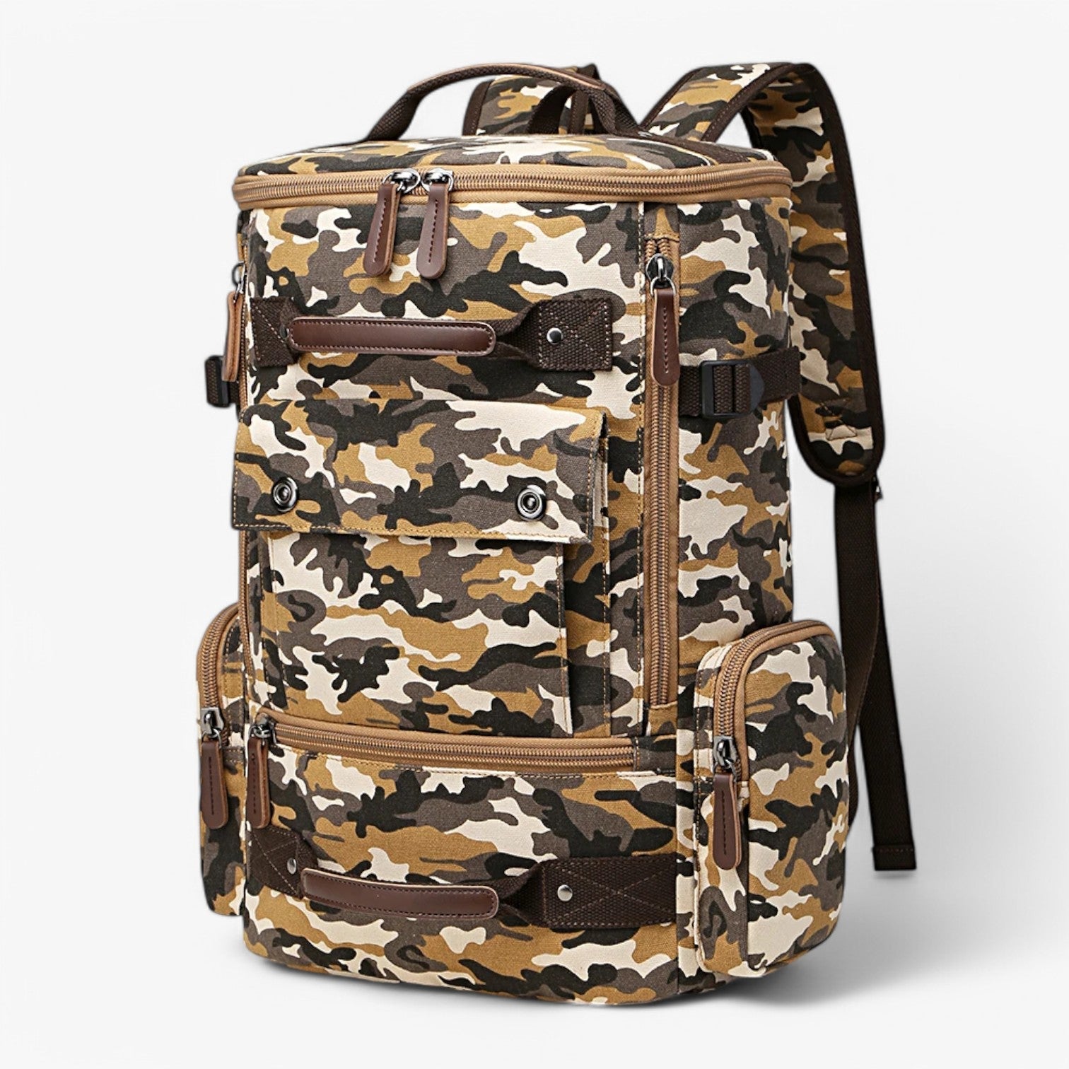 Enrique | Ampio Zaino Vintage in Tela con Scomparto per Laptop - Camouflage Giallo - Backpacks bag mens bag - Concept Palermo