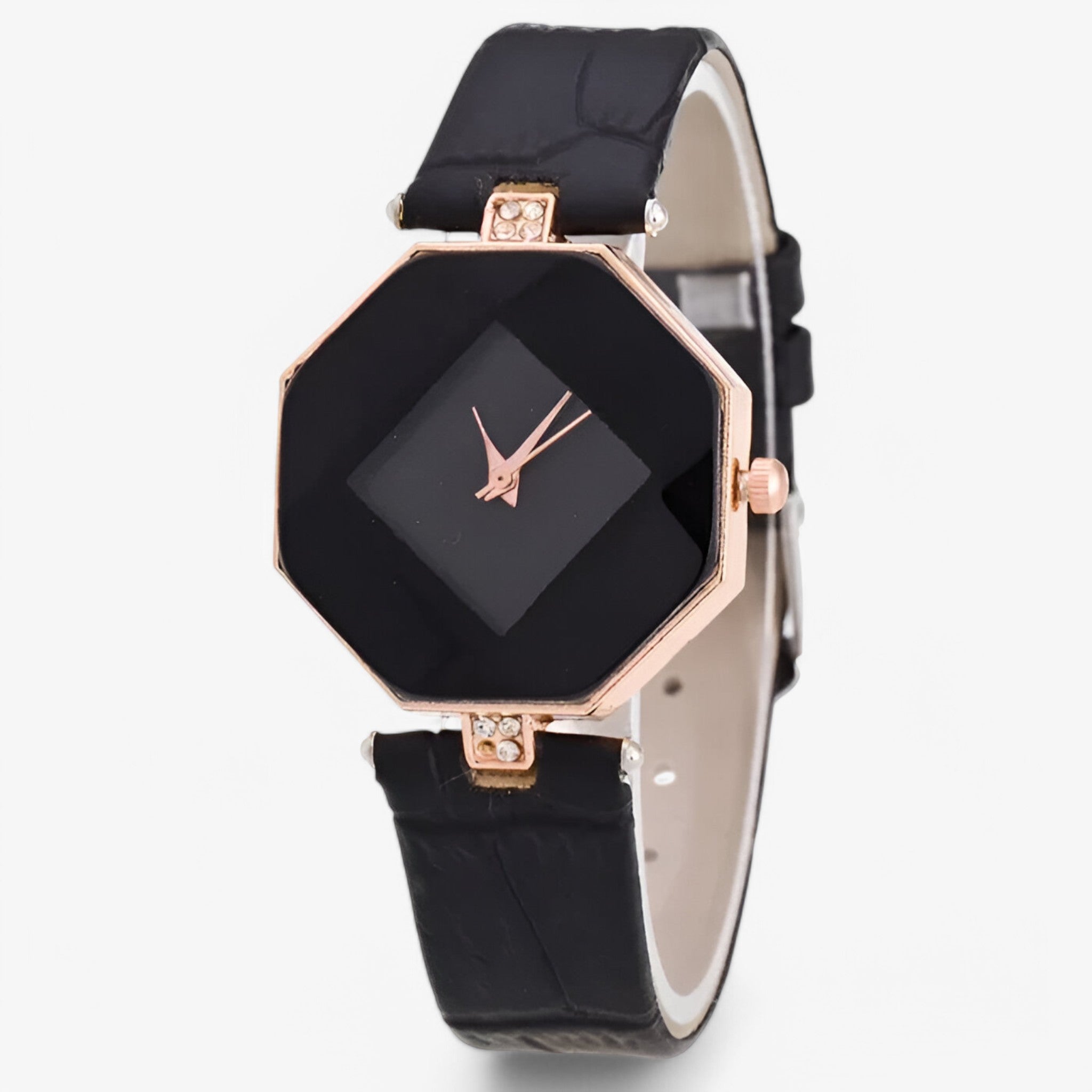 Chiara | Orologio da donna in pelle con dettagli dorati e cristalli - Nera - female watch watch for women - Concept Palermo