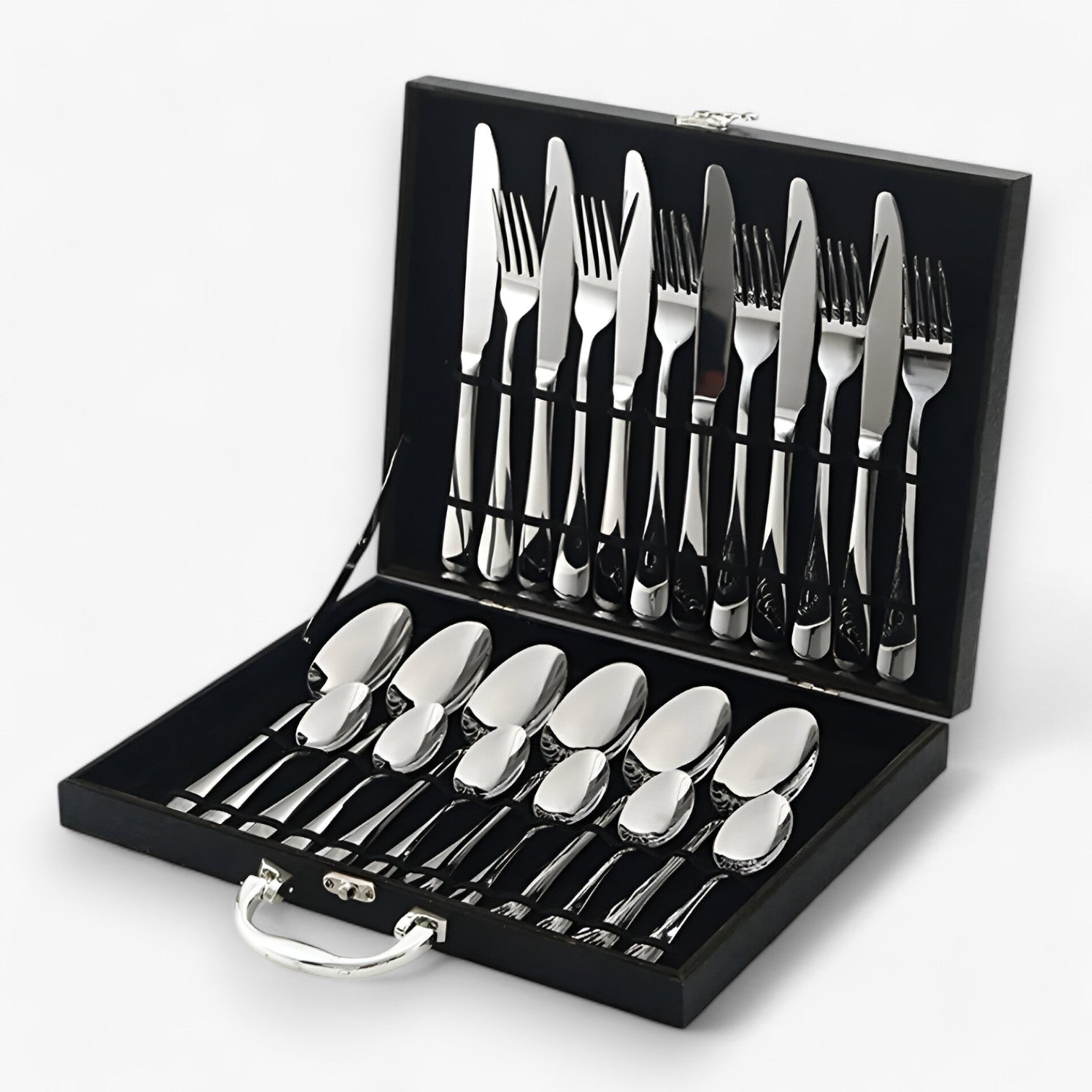 Isabel | Set di Posate da 24 Pezzi – Elegante e Sostenibile Utensili in Acciaio Inossidabile - Argento - Kitchen kitchen accessory kitchen tools kitchen utensil - Concept Palermo