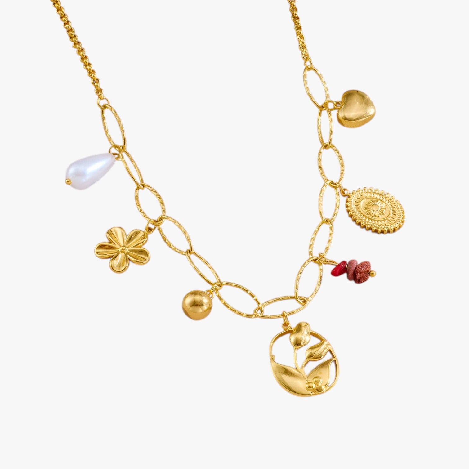 Bailey | Collana elegante con ciondoli cuore e tulipano. - - elegant womens necklaces necklace NECKLACES Necklaces for Women - Concept Palermo