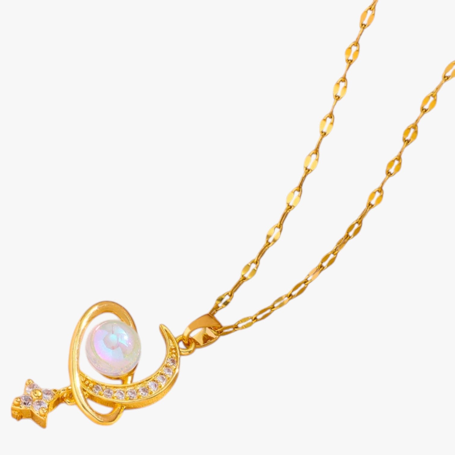 Ivanna | Collana romantica in acciaio inossidabile con luna e stella - - elegant womens necklaces necklace NECKLACES Necklaces for Women - Concept Palermo