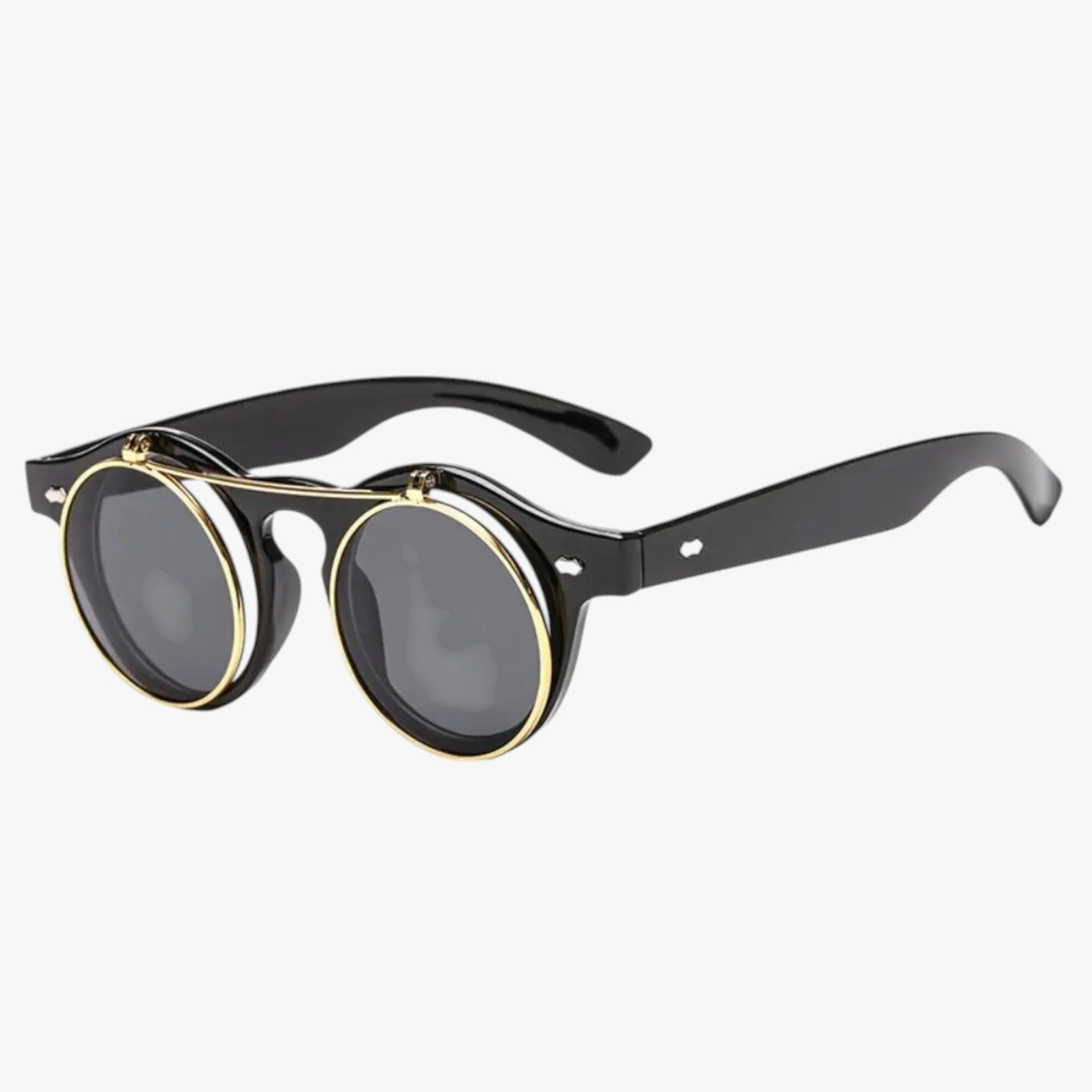 Zain | Occhiali da Sole Retrò Unisex Doppia Lente Flip & Protezione UV Punk - nero nero - Fashion Sunglasses mens sunglasses Sunglasses - Concept Palermo