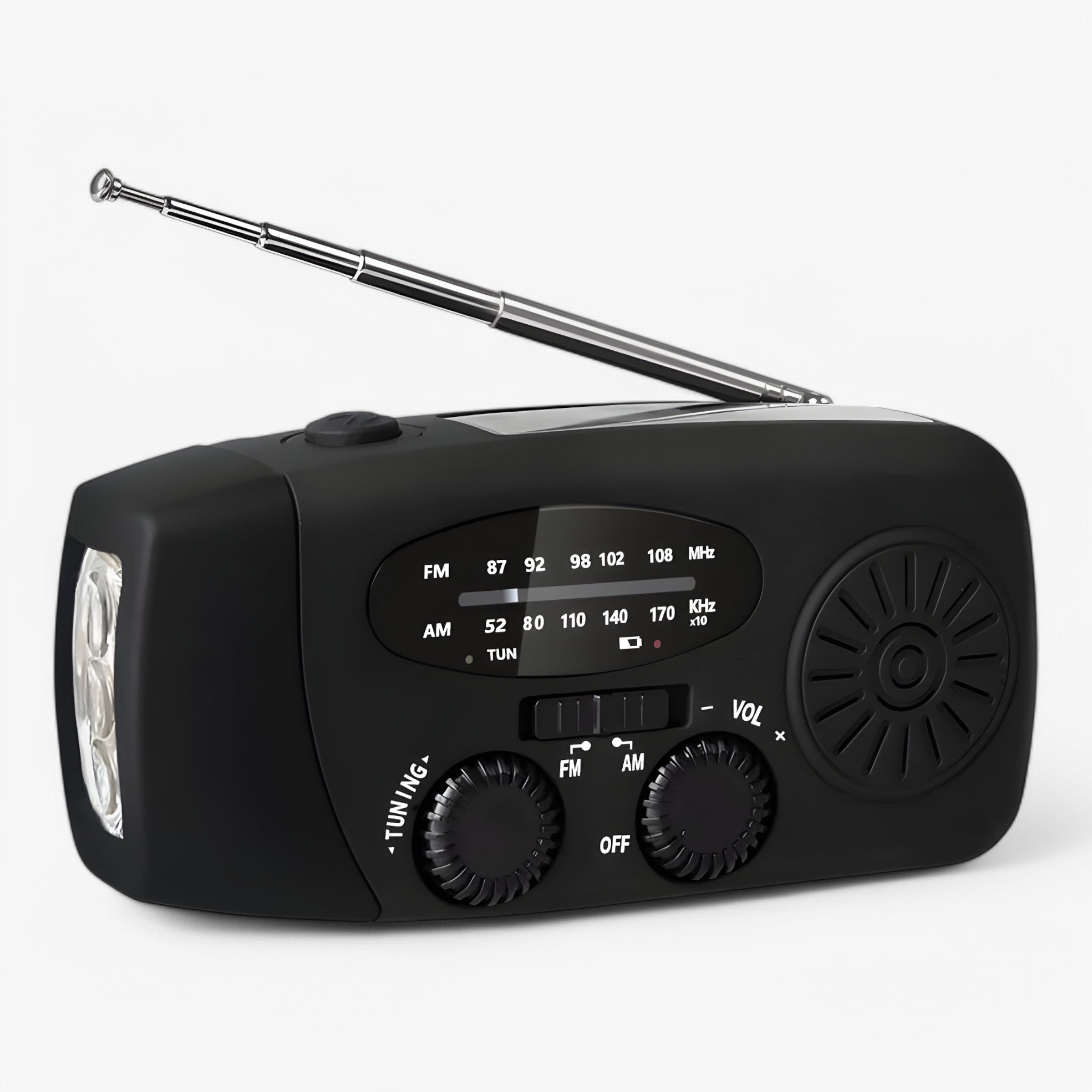 Jonas | Radio Multifunzione - Nero - ANFM radio crisis hulpmiddel draagbare radio handgenerator mobiel opladen multifunctionele radio noodradio oplaadbare noodradio waterdichte radio zaklampradio - Concept Palermo