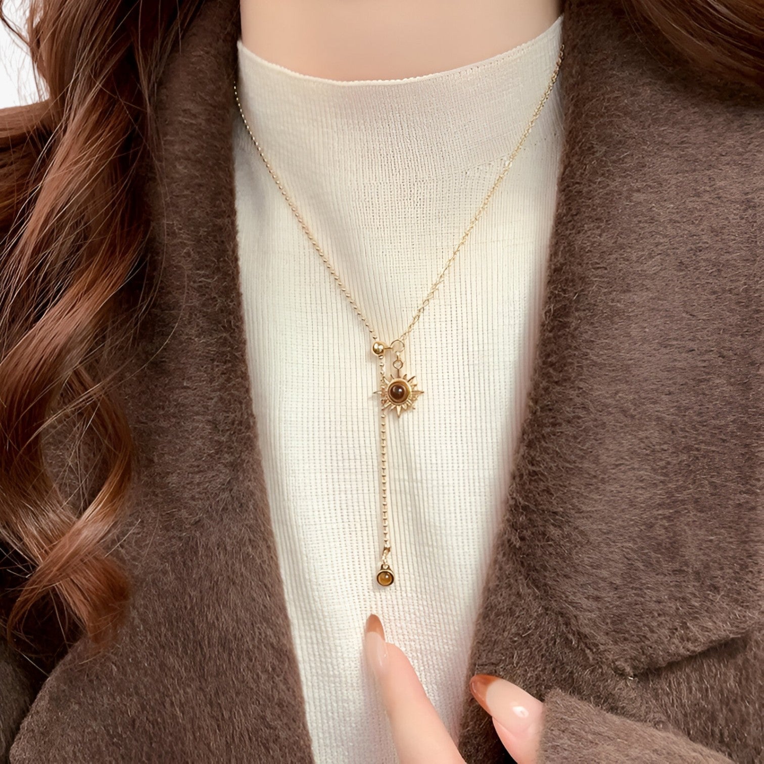 Reese | Collana in Tigriocchi Fiore di Sole Accessorio Lussuoso Autunno/Inverno - - elegant womens necklaces Necklace NECKLACES Necklaces for Women - Concept Palermo