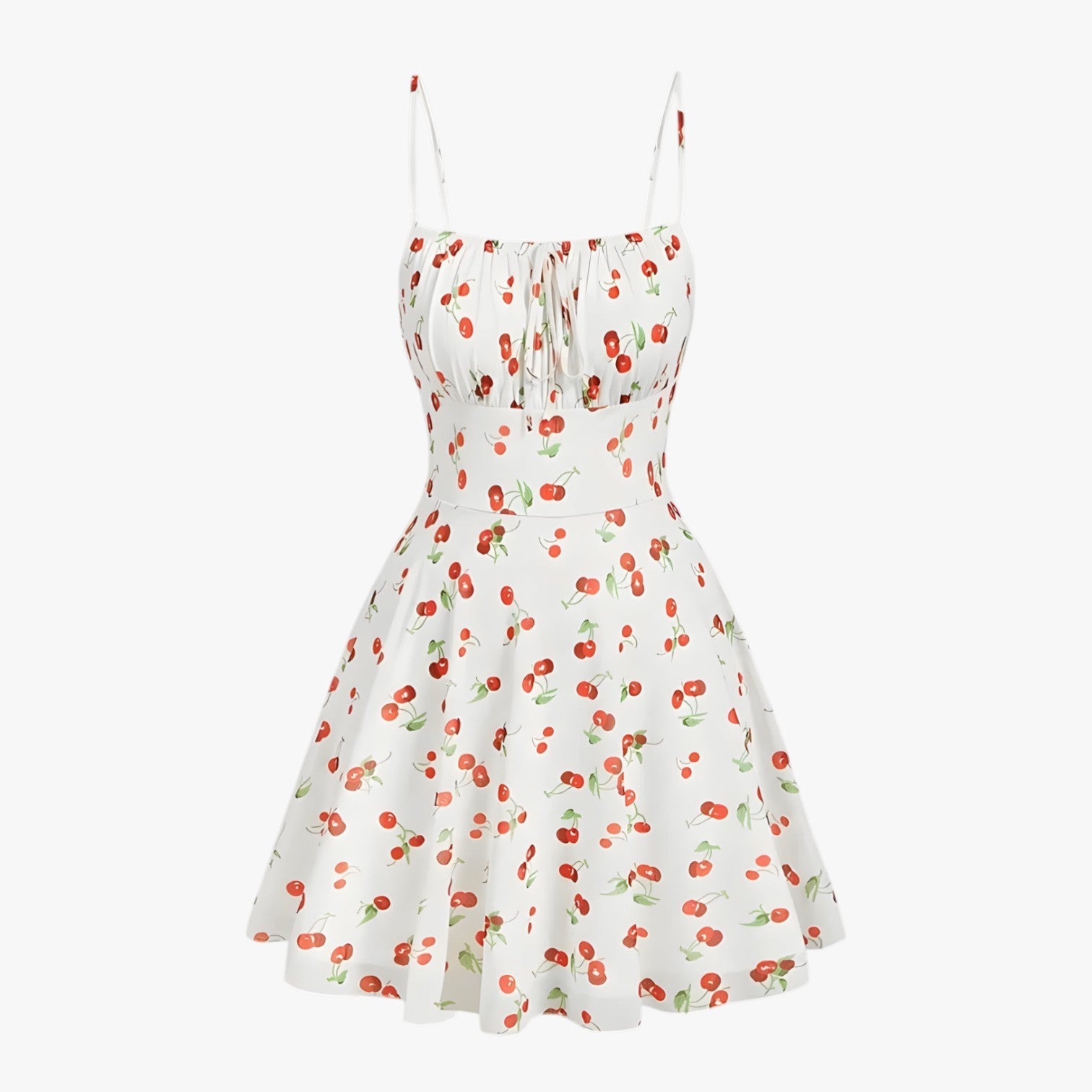 Lola | Abito svasato vintage con stampa ciliegia per feste estive - bianco - - Concept Palermo