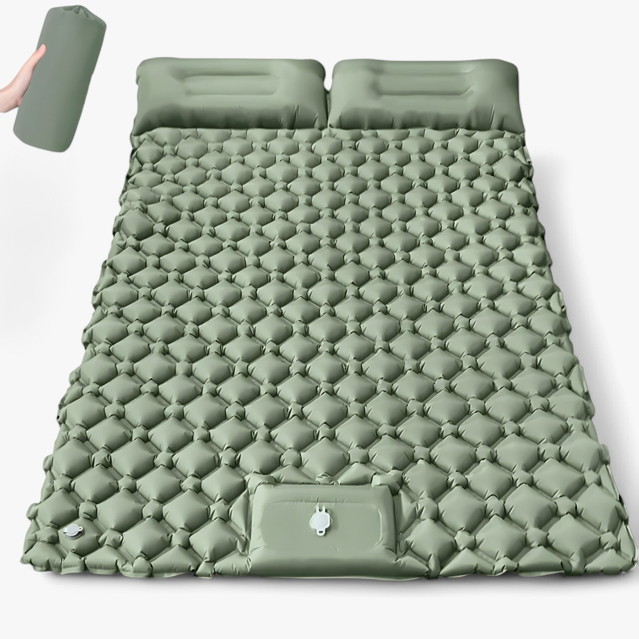 Materasso gonfiabile doppio per uso esterno – Extra largo e ultraleggero - Verde pioggia primaverile - double inflatable mattress inflatable mattress outdoor mattress - Concept Palermo