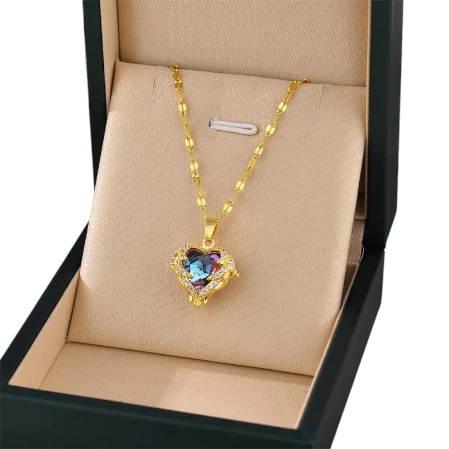 Zuri | Collana Cuore Oro con Cristalli Brillanti - Colore Oro - elegant womens necklaces Fashion Necklaces necklace NECKLACES Necklaces for Women - Concept Palermo
