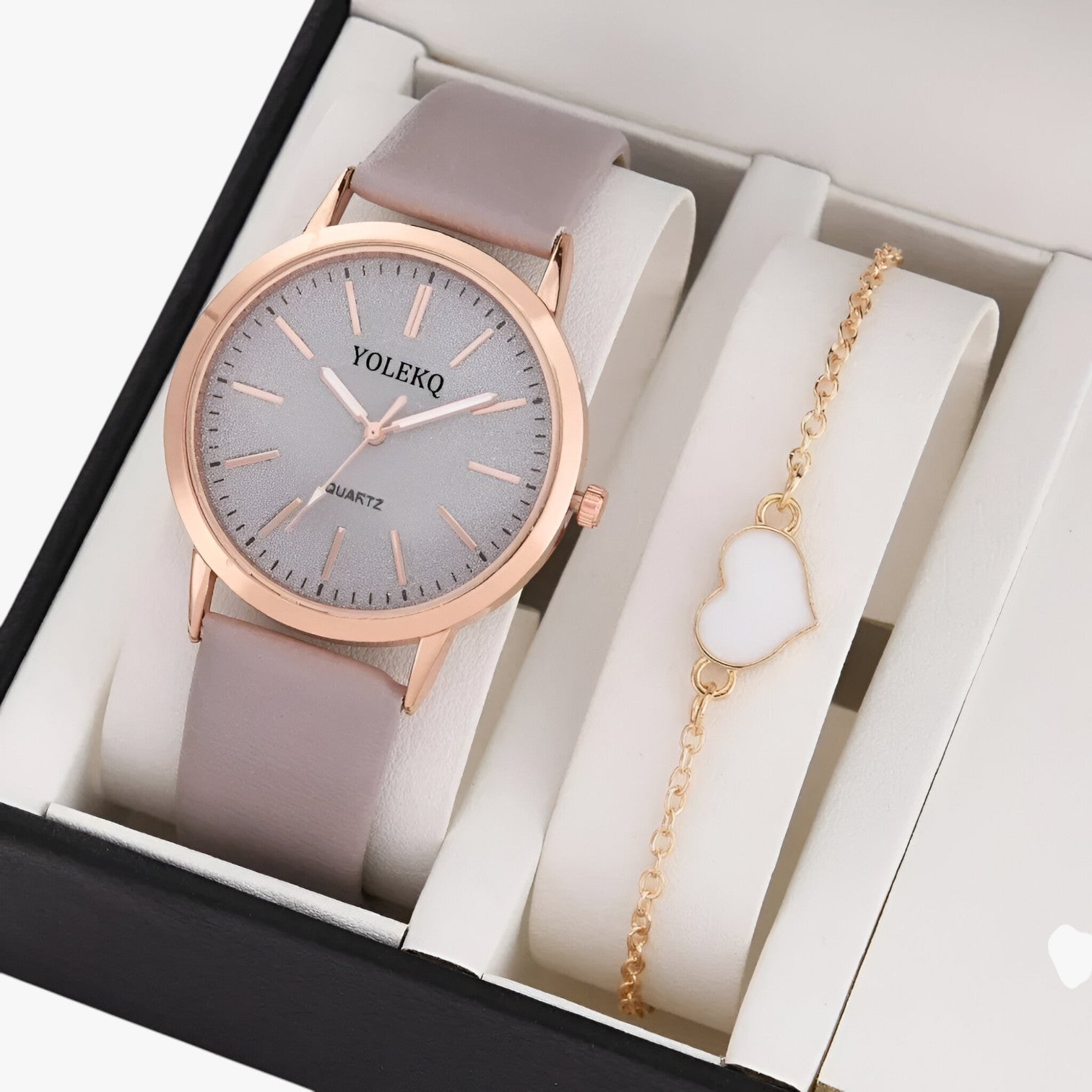 Nova | Set Eleganza Femminile 2 Orologi da Donna in Pelle e Bracciale, Stile Lusso al Polso - Grey - female watch ladies watch watch watch for women watches wrist watches for women - Concept Palermo