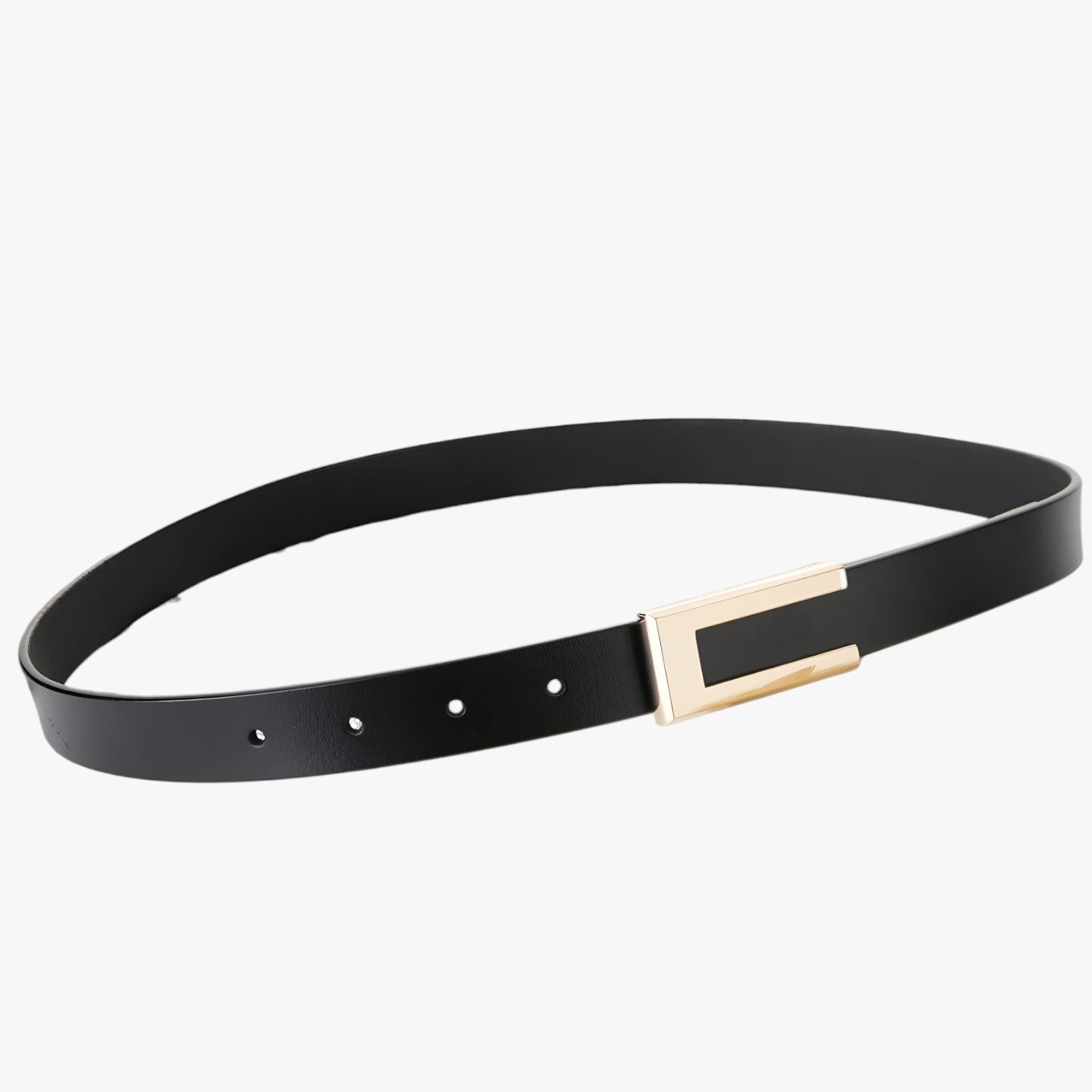 Blair | Cintura da donna in pelle autentica di alta qualità con fibbia dorata, cintura sottile per vestiti - Nero 100cm Cina - Belts waist belt for women Womens belt - Concept Palermo
