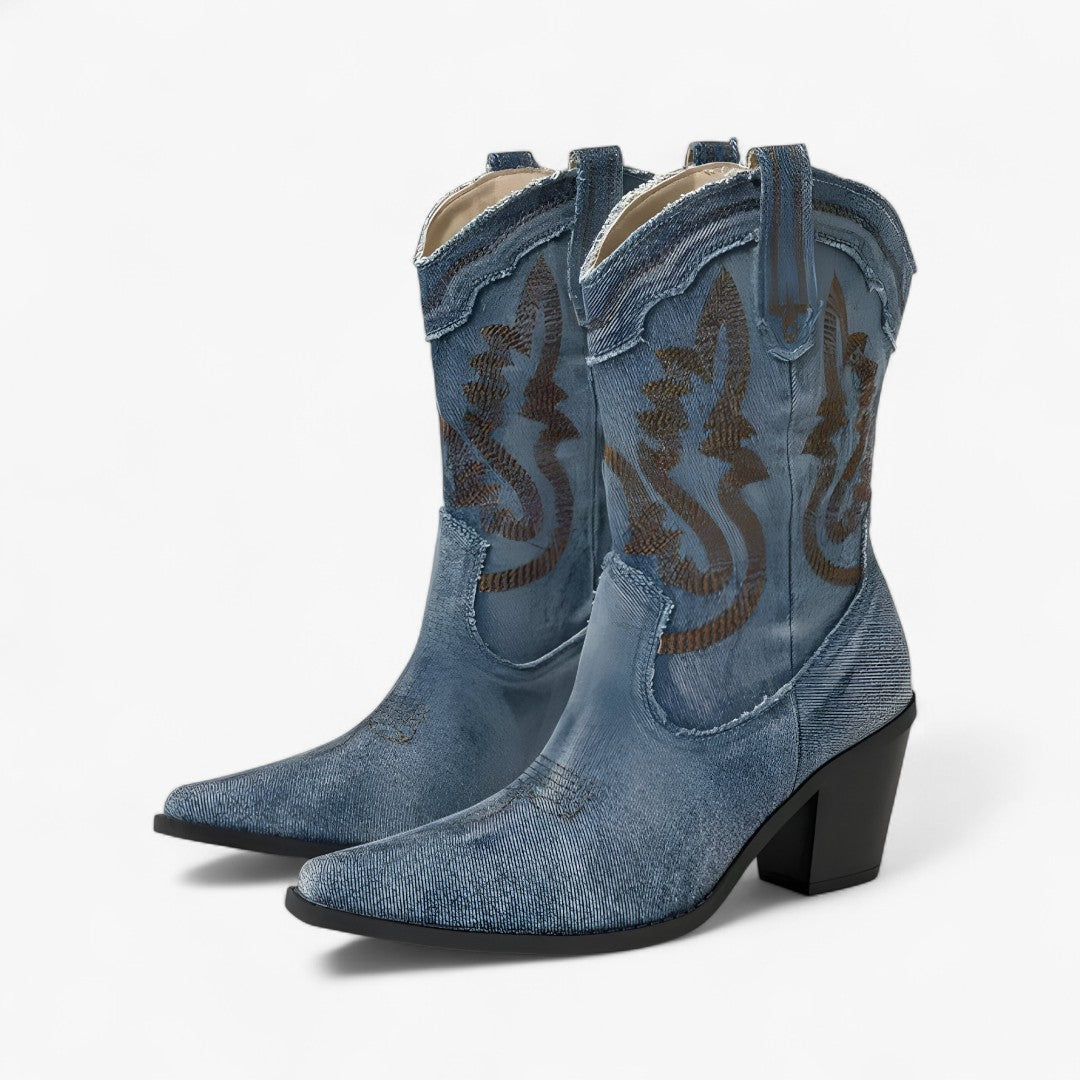 Savannah | Stivali da cowboy ricamati in stile western retrò - Blu - BOOTS Boots & Shoes - Concept Palermo