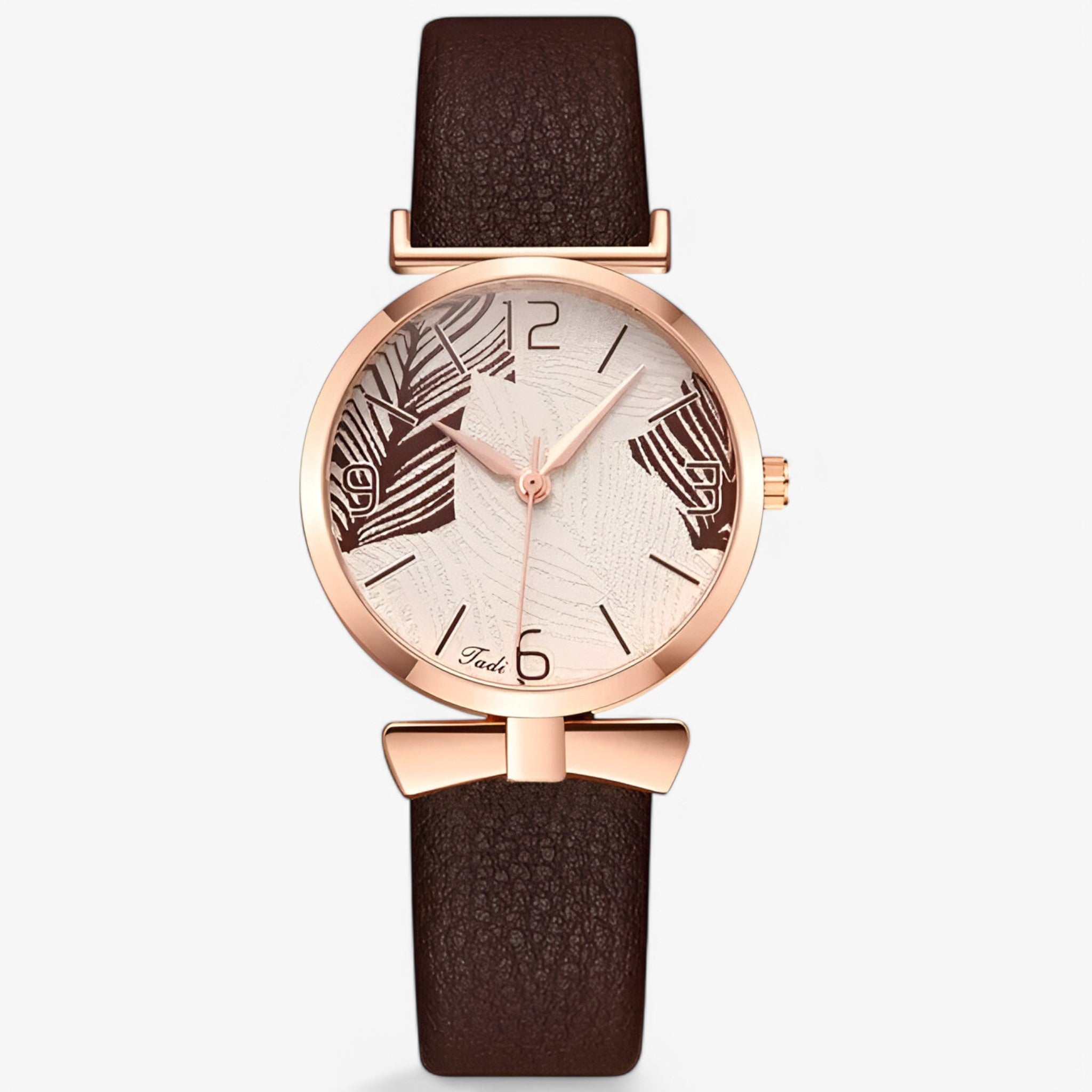 Lesley | Orologio da donna digitale al quarzo con motivo a foglia e cinturino alla moda - Caffè - female watch watch for women - Concept Palermo