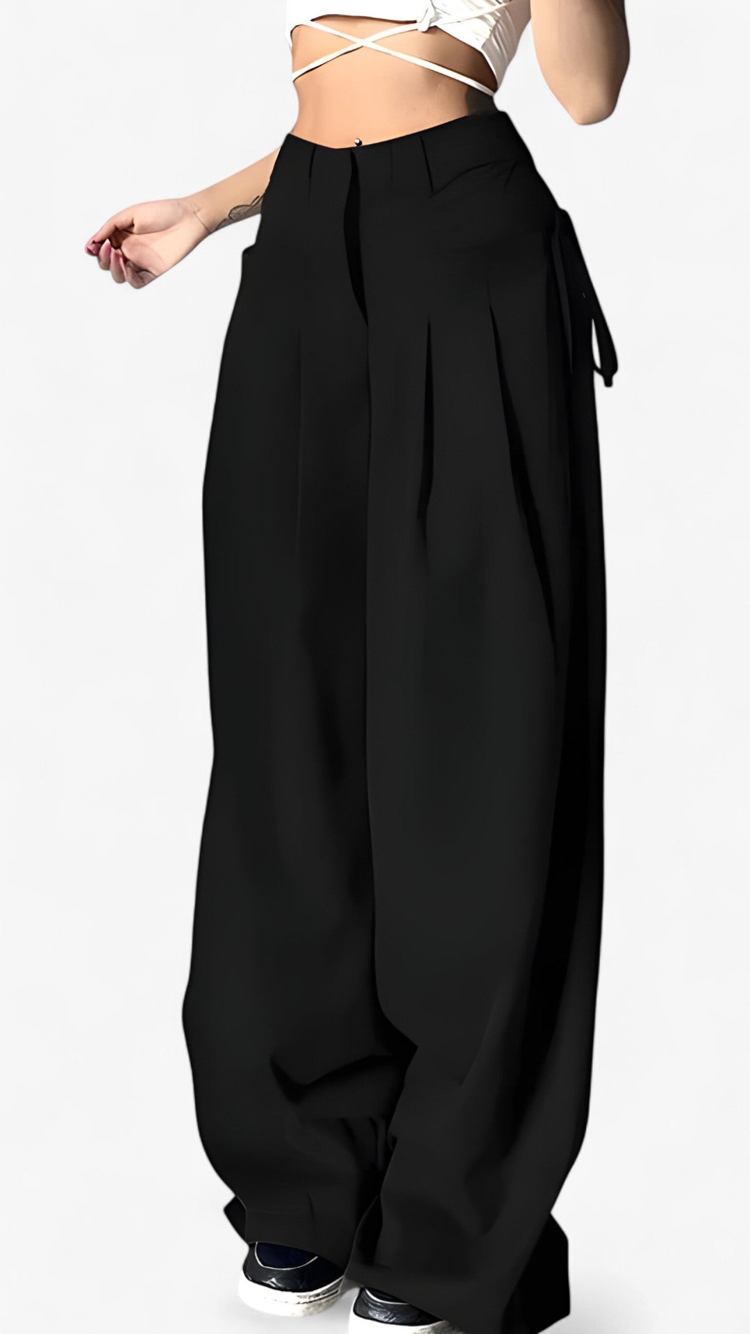 Alina | Pantaloni a gamba larga - Vita alta & Stile retrò per ufficio - Nero - pants pants for women Pants women trouser trouser for women women pants - Concept Palermo