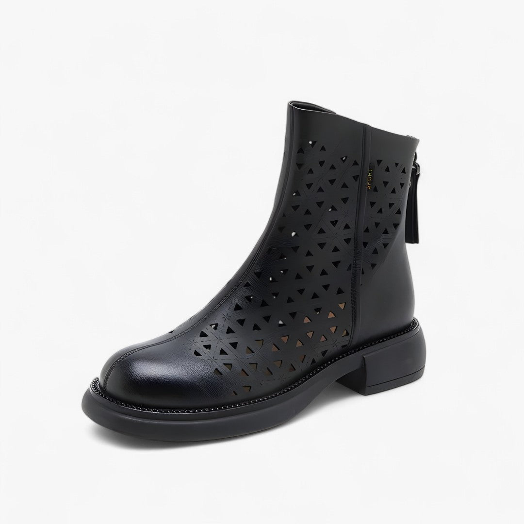Irene | Stivali estivi con plateau traforati e cerniera posteriore - Nero - shoes summer shoes - Concept Palermo