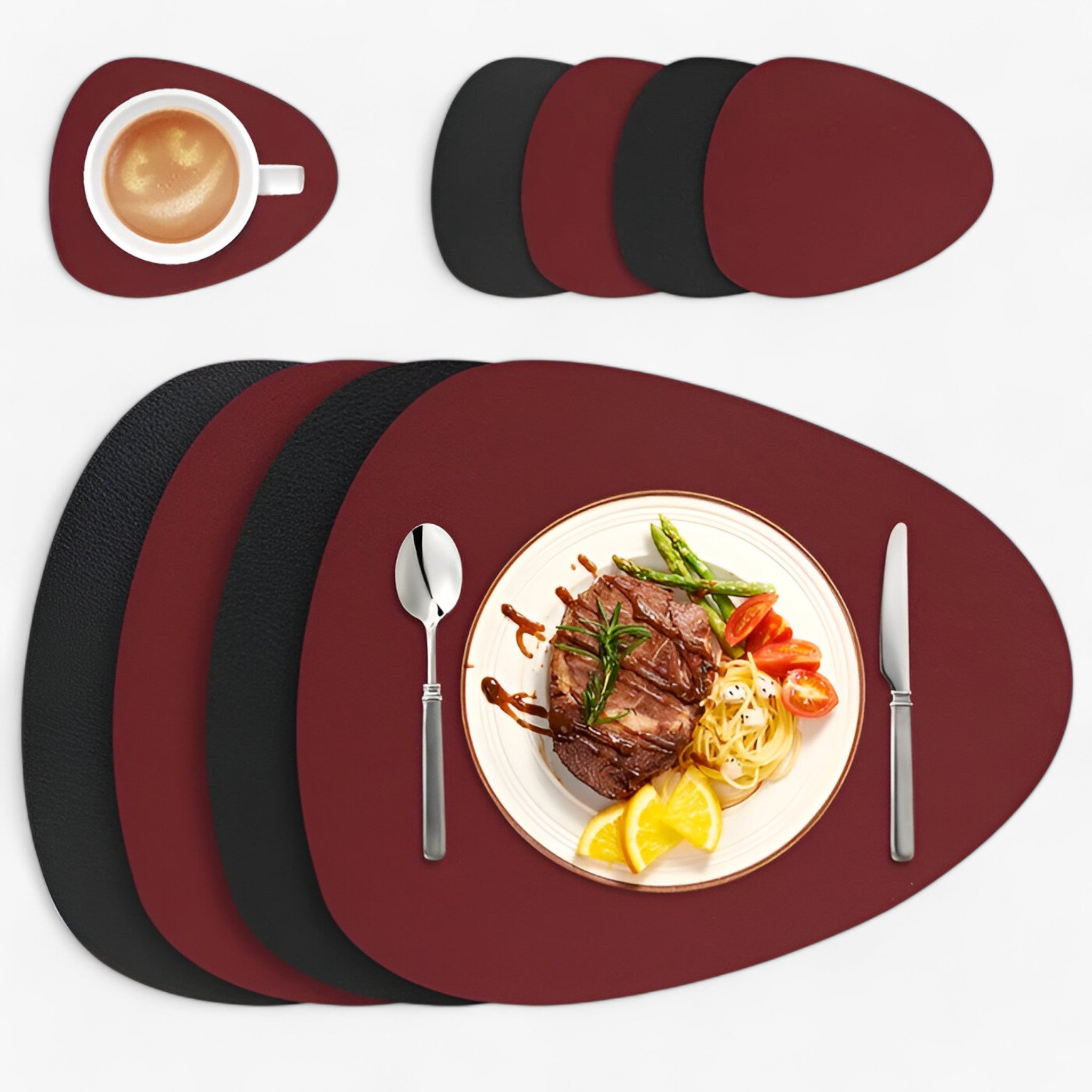 Tappetini da Tavolo | Eleganti e Sostenibili - Rosso Nero - table mats - Concept Palermo