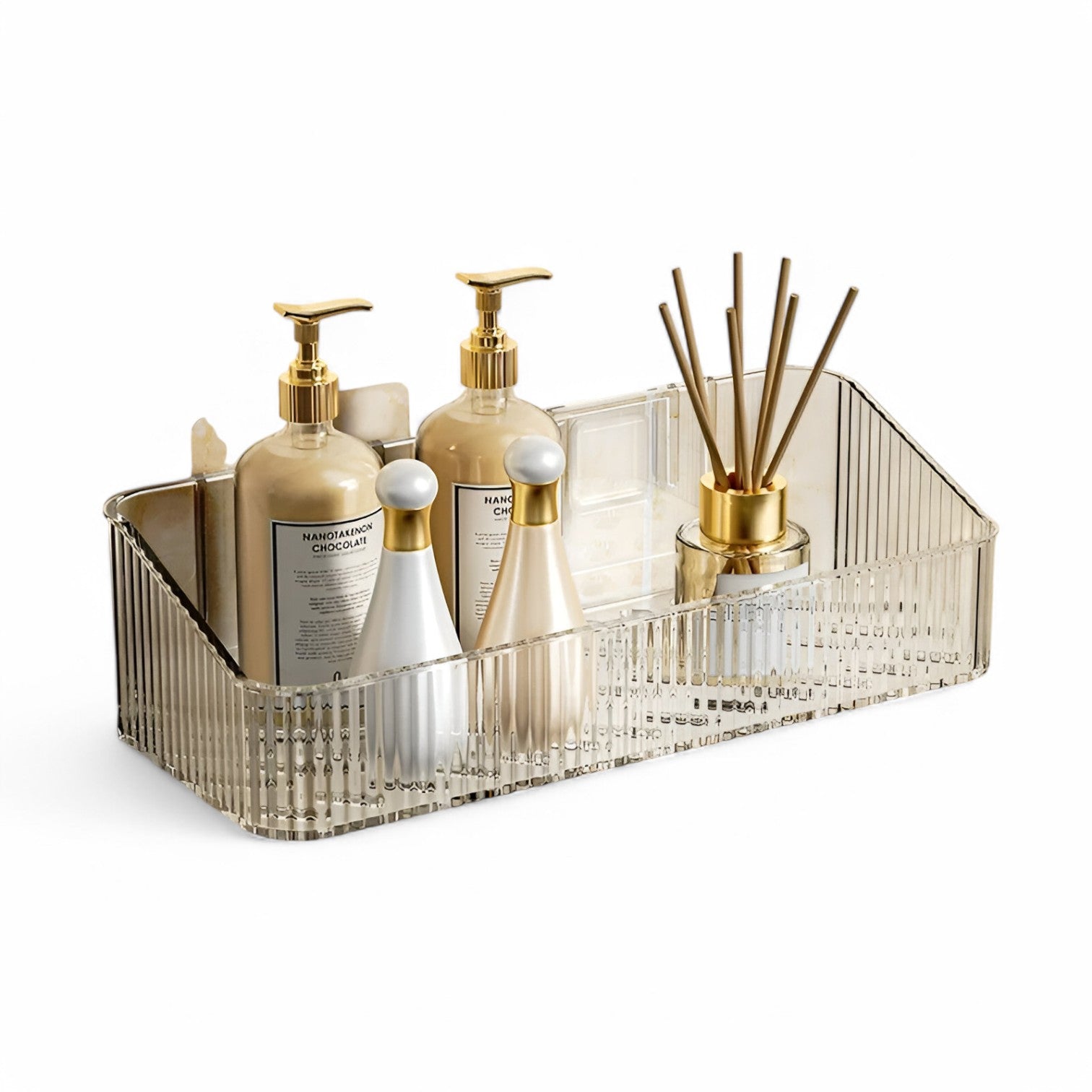 Aileen | Contenitore angolare salvaspazio – resistente senza forare - Trasparente - bathroom - Concept Palermo