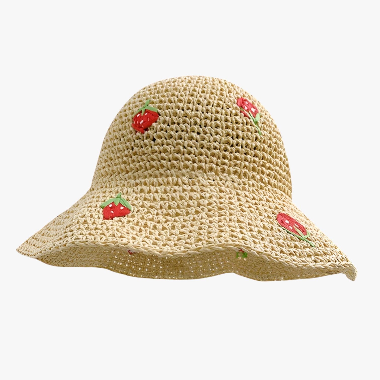 Kira | Cappello da sole fragola – Pieghevole, fatto a mano e di moda protettivo - Beige Taglia unica - bucket hats Hat for girls summer hat Sun Hats women hat - Concept Palermo
