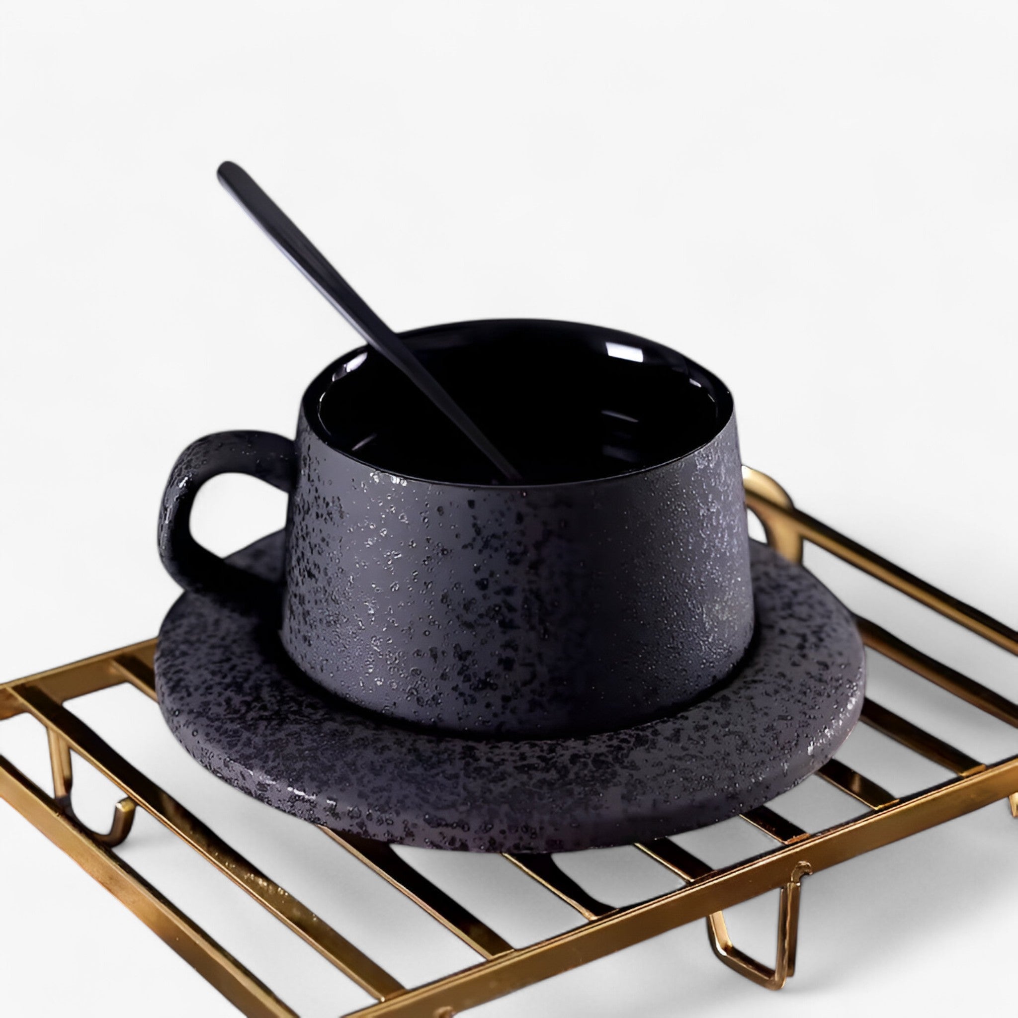 Luna | Set da caffè in ceramica satinata di lusso con piattino e cucchiaio - - - Concept Palermo