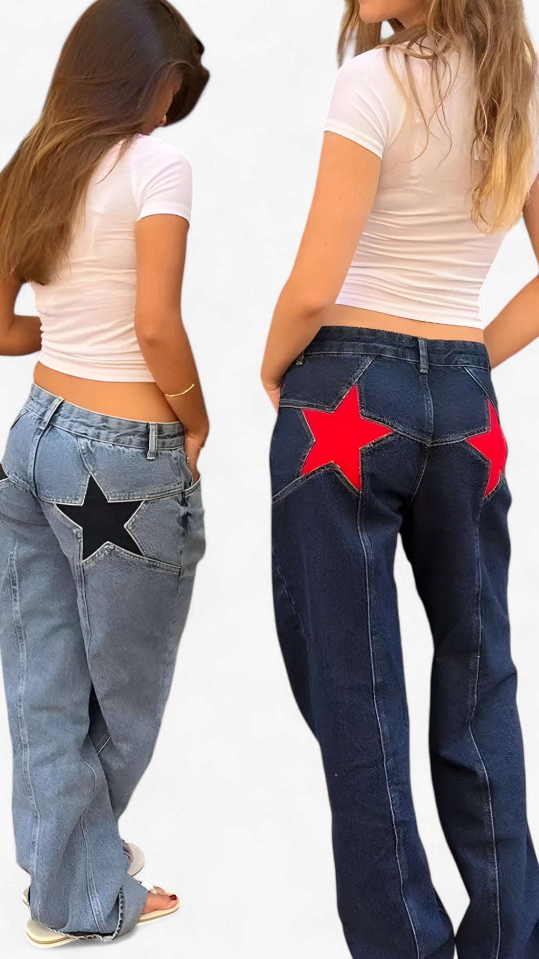 Jeans a vita bassa con stampa a stelle - - pants pants for women - Concept Palermo