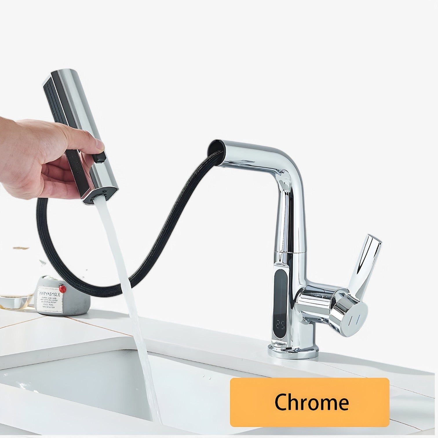 Kirkan | Rubinetto da lavandino – Temperatura digitale e uscita a cascata estraibile - cromo - Home Home & Garden - Concept Palermo
