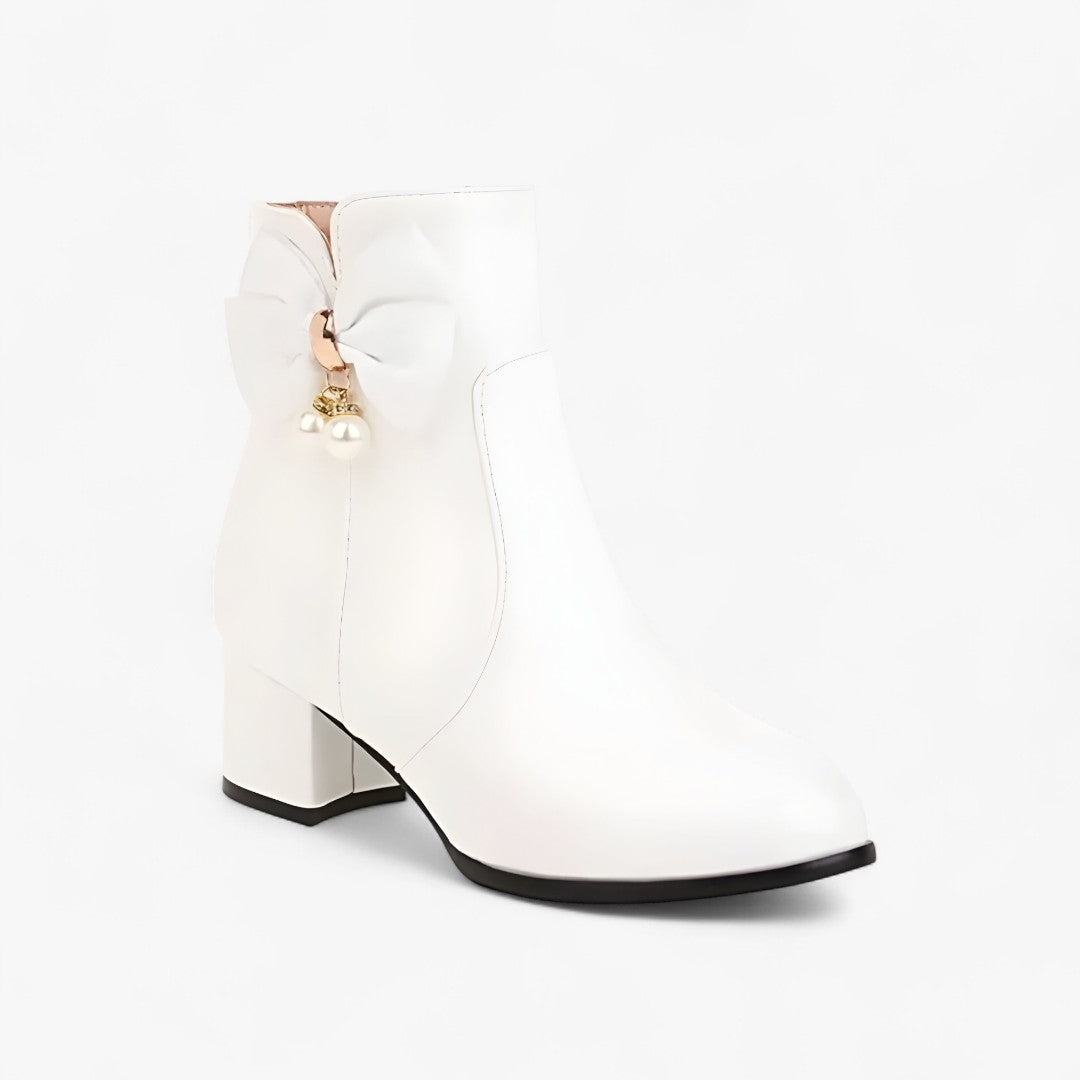 Isabelle | Stivaletti con fiocco e tacco alto per taglie comode - Bianca - BOOTS Boots & Shoes - Concept Palermo