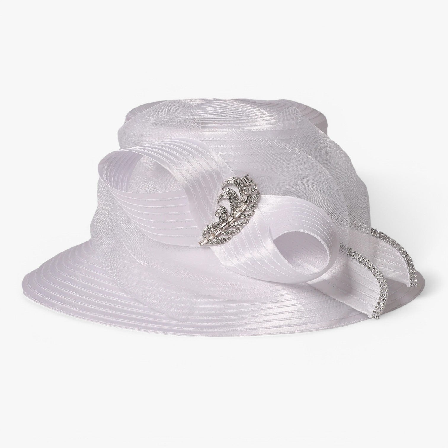 Esperanza | Cappello da festa nuziale di lusso – Satin elegante con bordo largo - Bianco 56 fino a 58cm - hat Hat for girls sun hat Sun Hats women hat - Concept Palermo