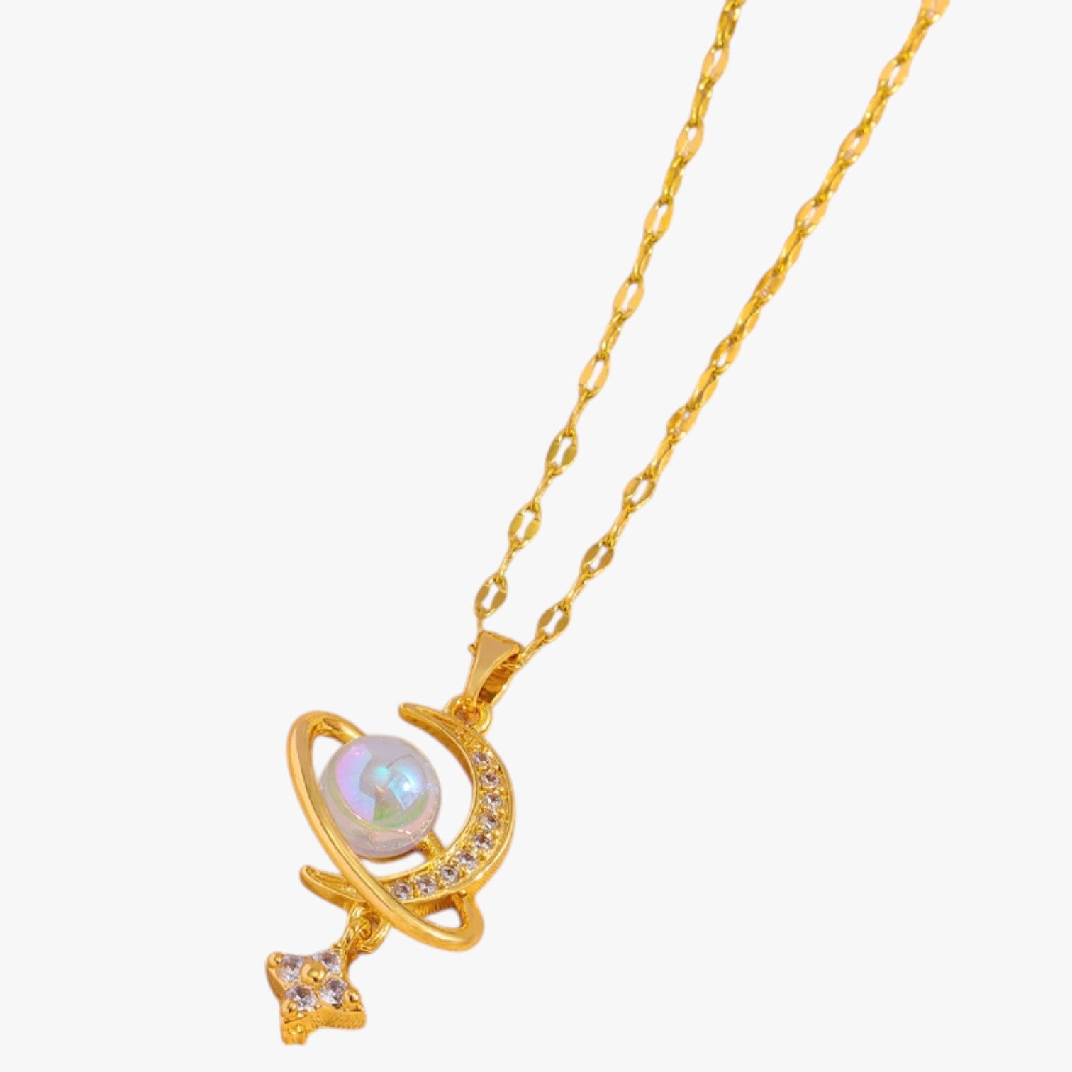 Ivanna | Collana romantica in acciaio inossidabile con luna e stella - - elegant womens necklaces necklace NECKLACES Necklaces for Women - Concept Palermo