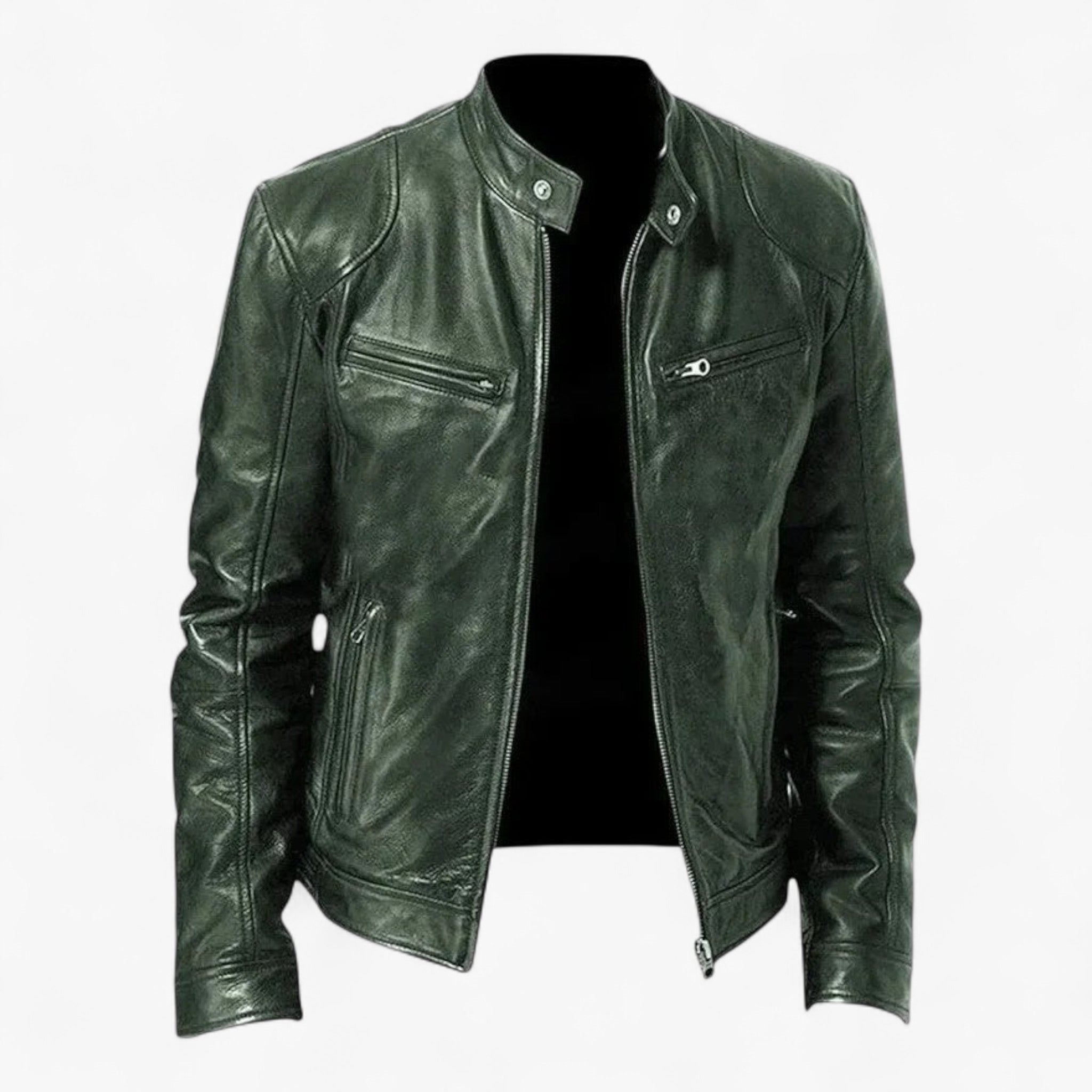 Darren | Giacca di Pelle Casual - Verde militare - casual Leather men Winter - Concept Palermo