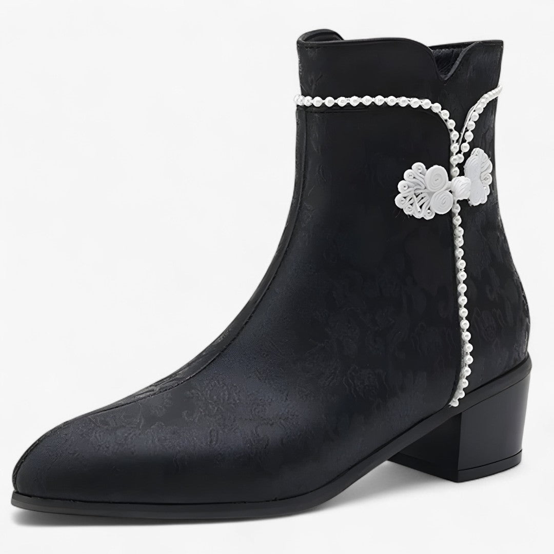 Ruth | Stivaletti bicolore con tacco basso per taglie comode - Nera - BOOTS Boots & Shoes - Concept Palermo