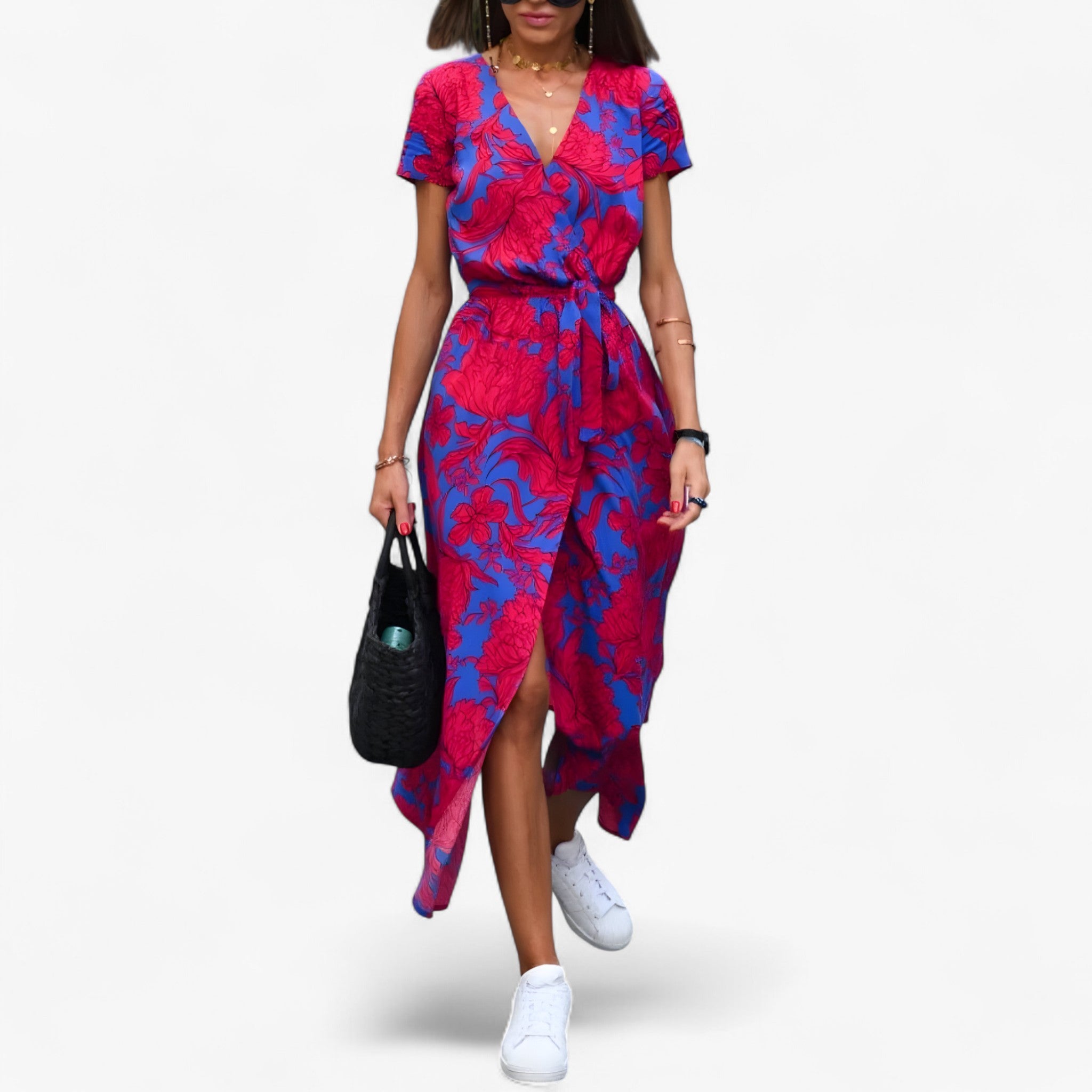 Nery - Elegante vestito con scollo a V - Rosso - - Concept Palermo